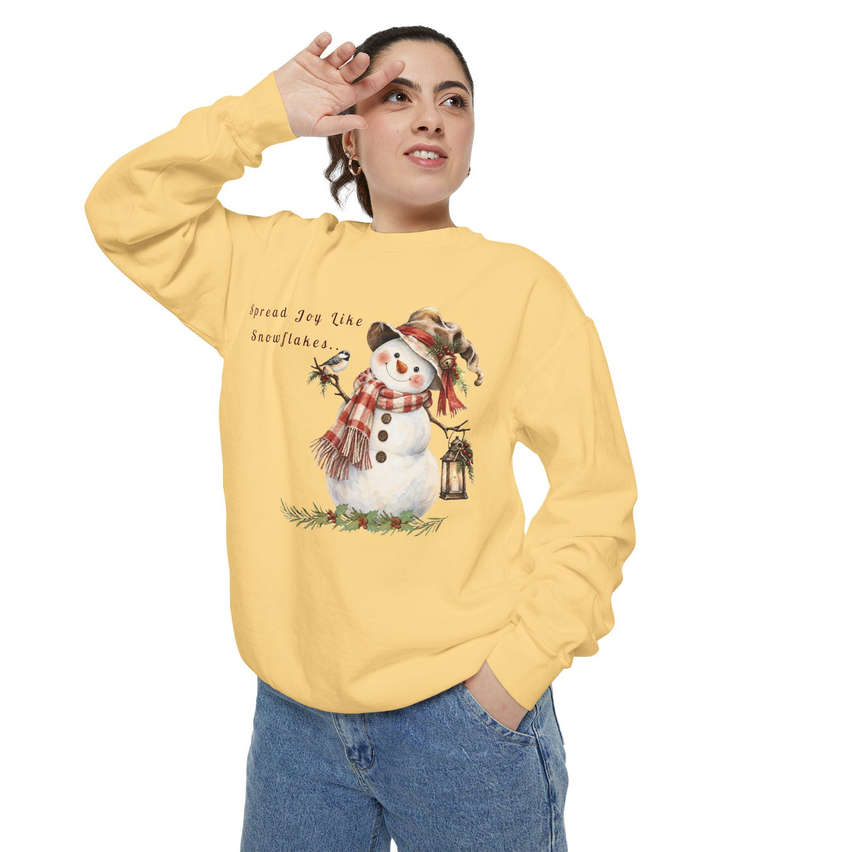 Spread Joy Like Snowflakes | Comfort Colors Snowman Sweatshirt