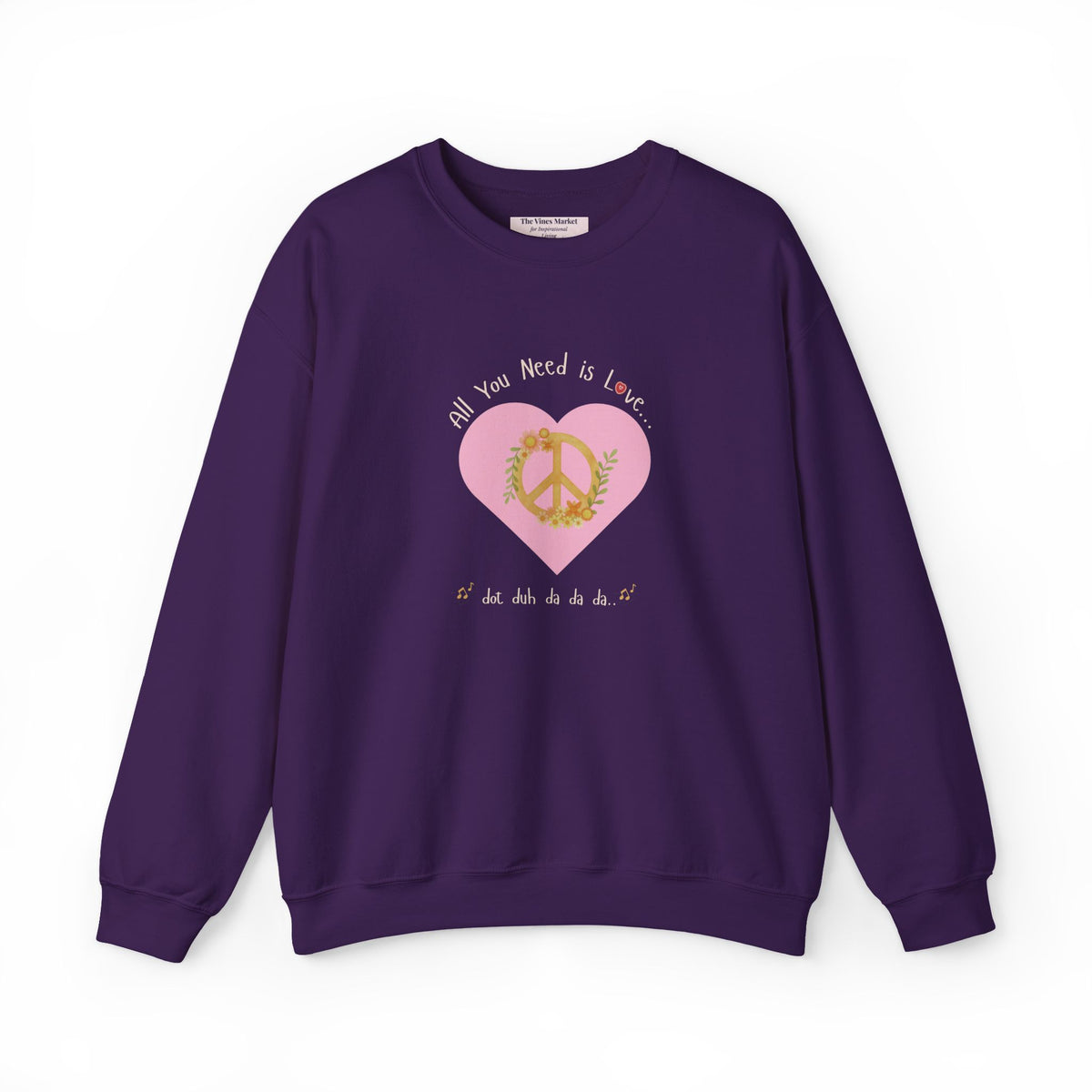 Peace and Love:  Retro All You Need is Love Sweatshirt -- For Her