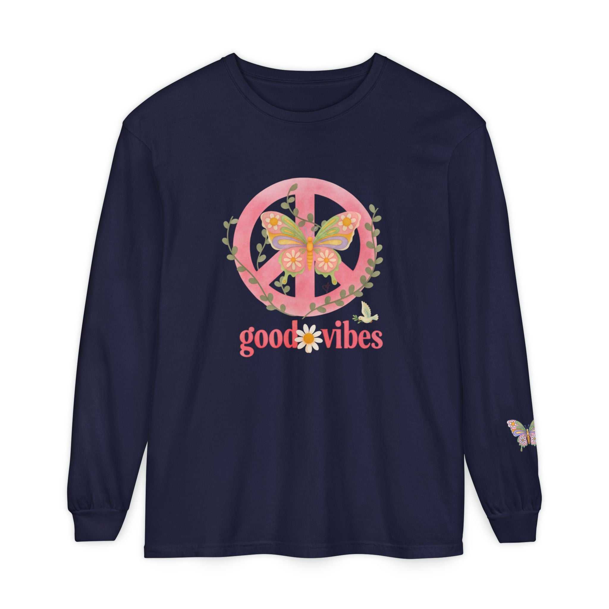 Peace and Love Soft Long Sleeve Good Vibes T-Shirt -- for Her