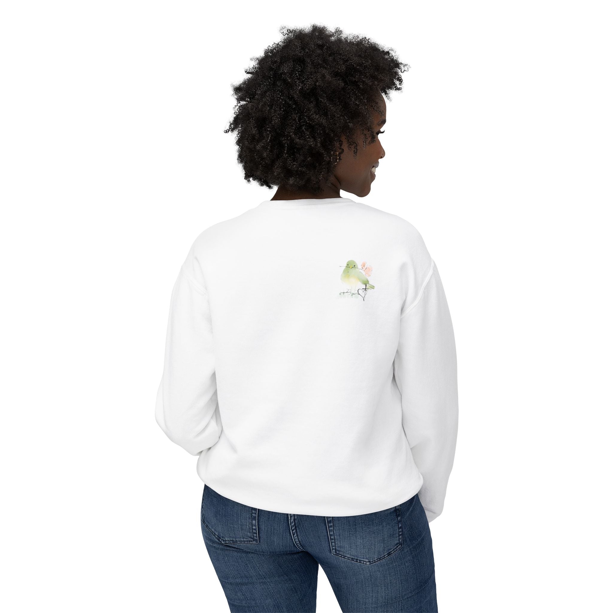 Female Adult Lightweight Crewneck Sweatshirt: Mom… Forever – Nurturing Floral