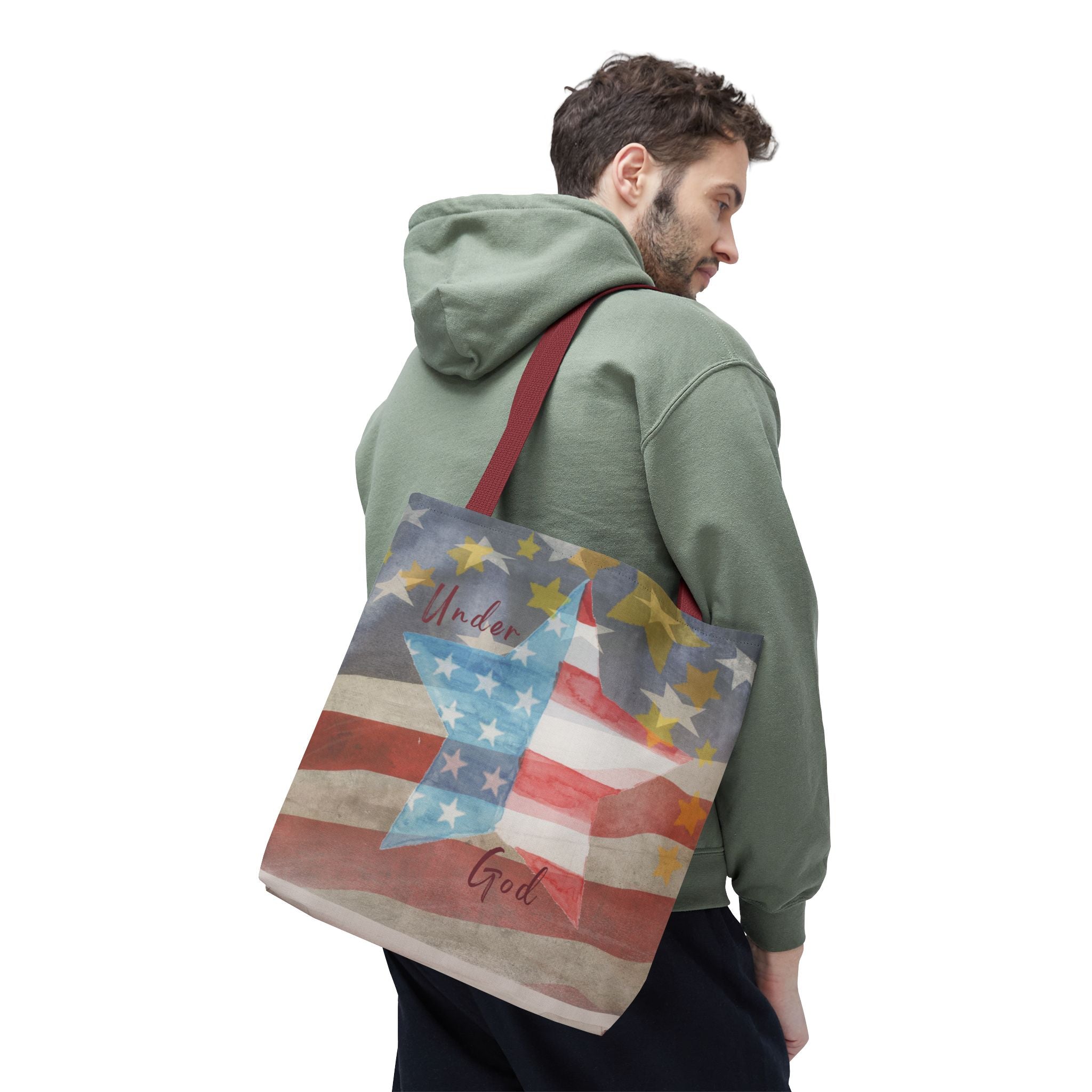 Under God | Watercolor Stars and Stripes Tote Bag 3 Sizes