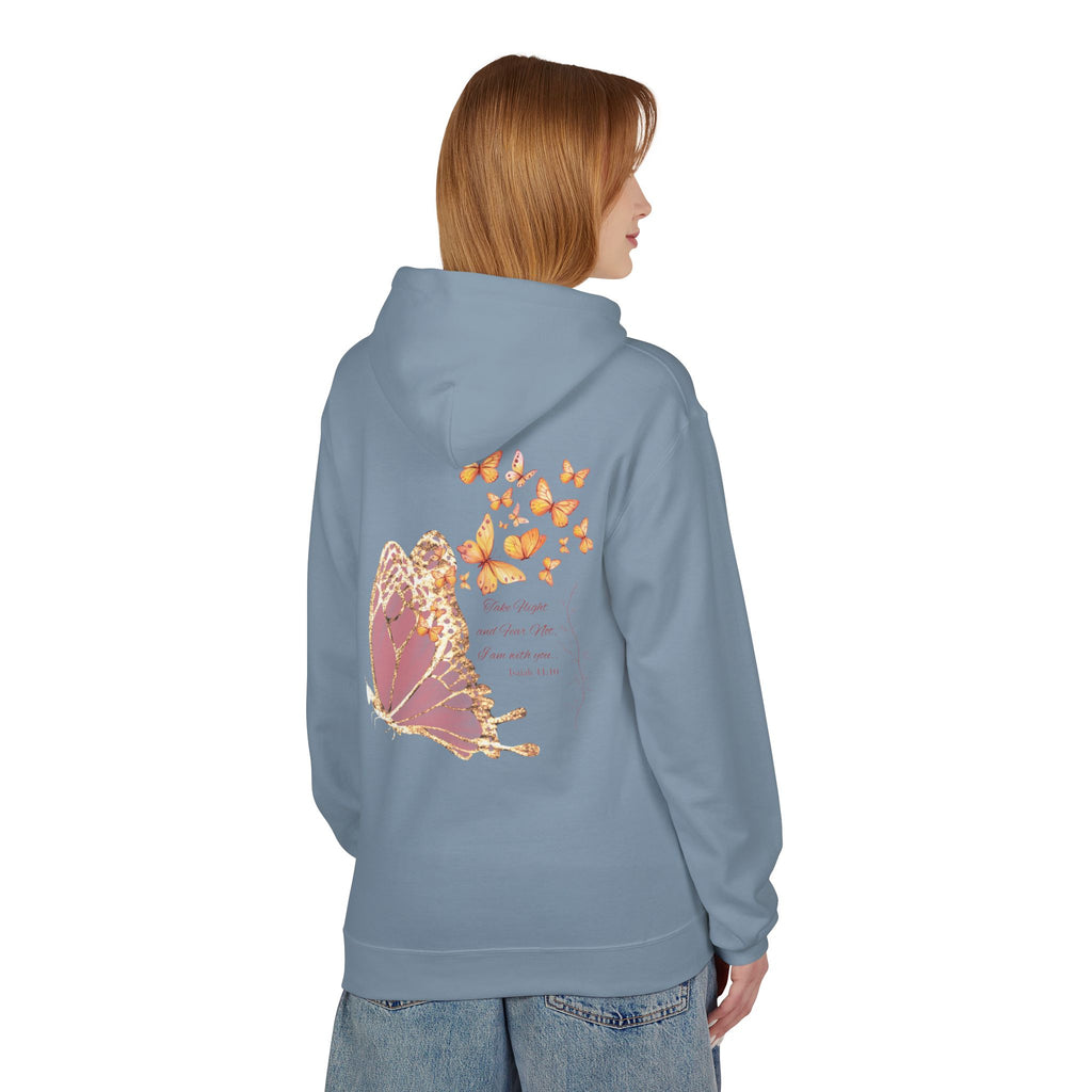 Adult Female Lightweight Soft Fleece Style Hoodie With Pockets:  "I am With You"  (Isaiah 41:10)