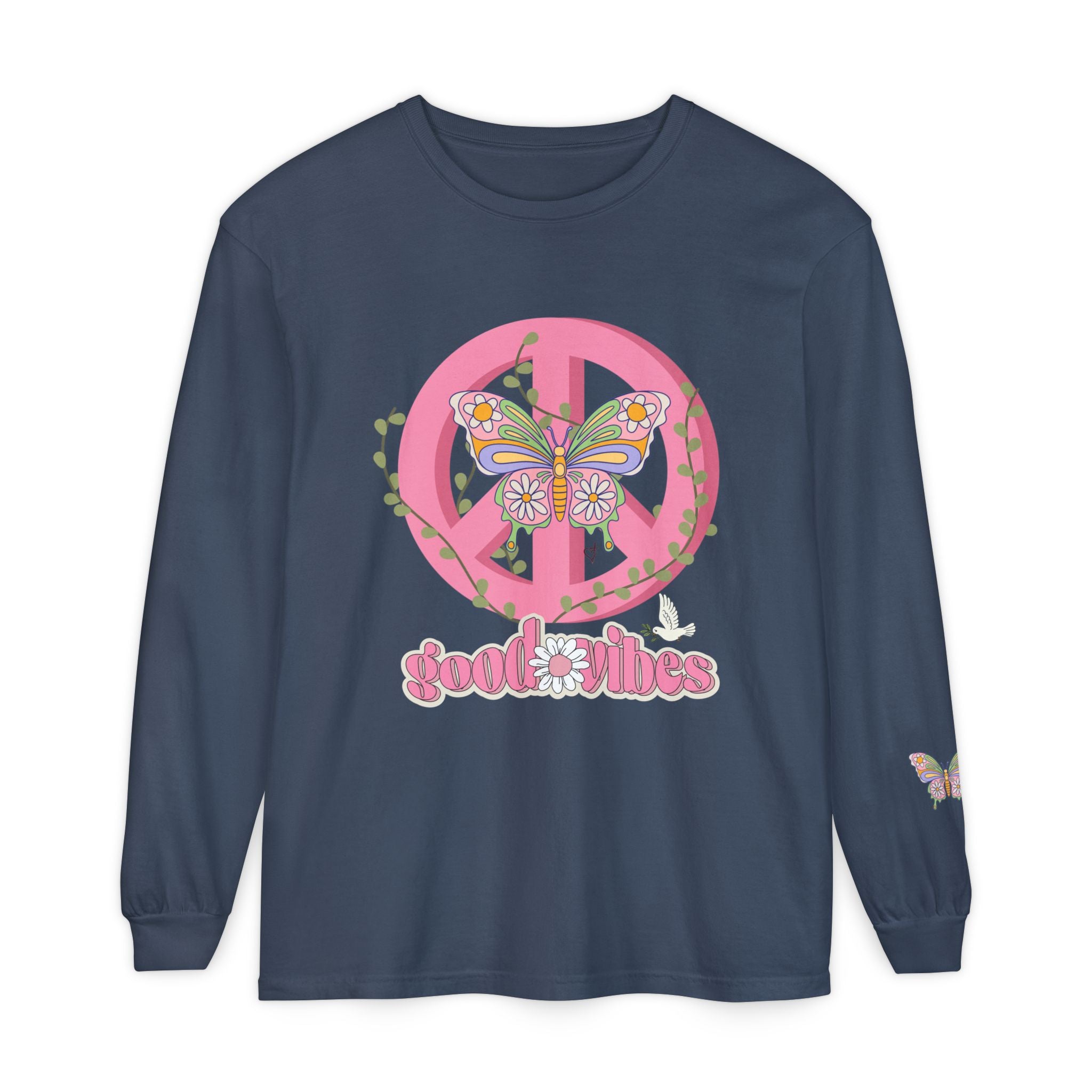 Peace and Love Soft Long Sleeve Good Vibes T-Shirt -- for Her