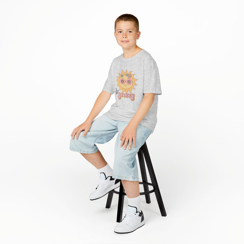 Peace and Love Groovy Sun Kids Tee — Retro 70s Graphic T-Shirt for Boys & Girls