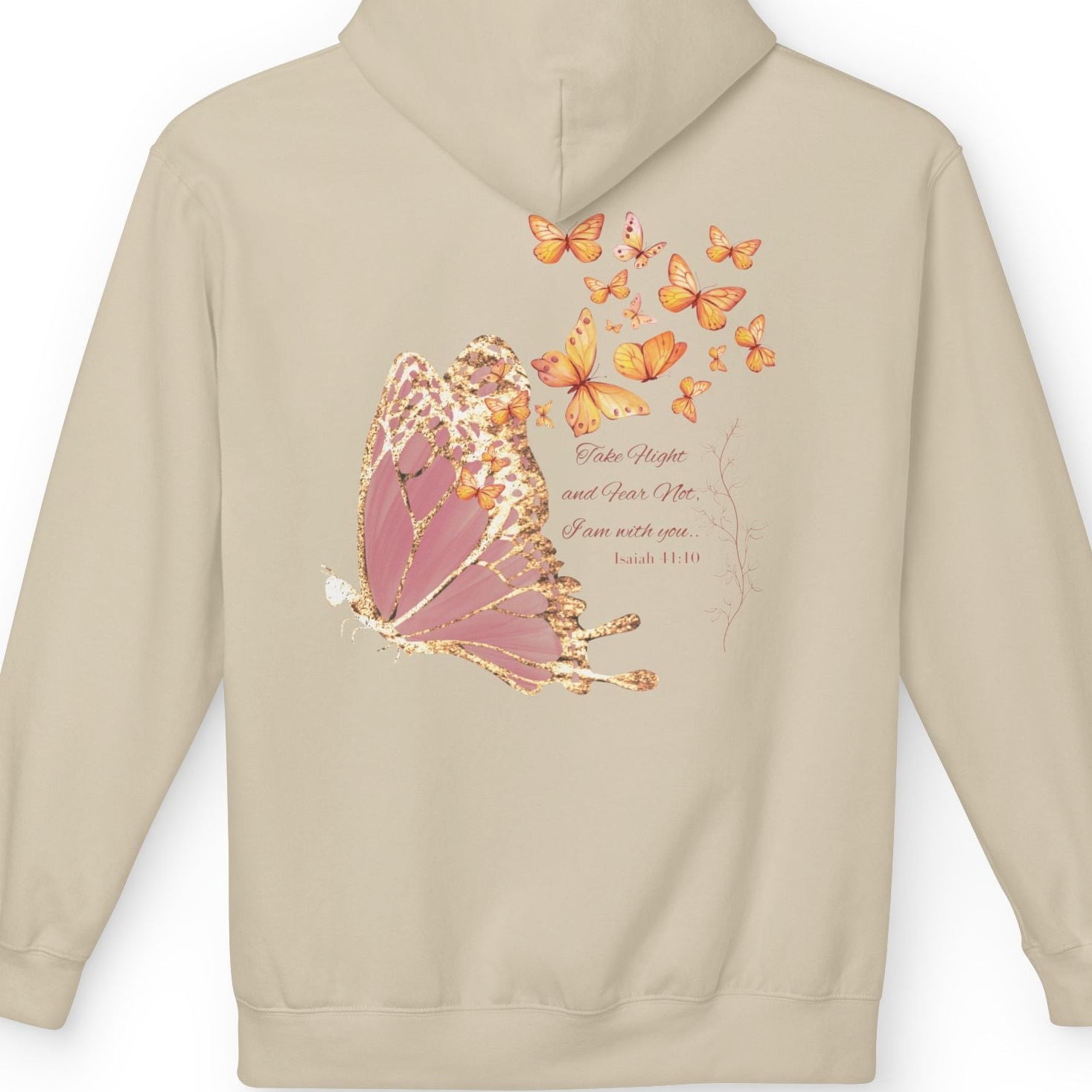 Adult Female Lightweight Soft Fleece Style Hoodie With Pockets:  "I am With You"  (Isaiah 41:10)
