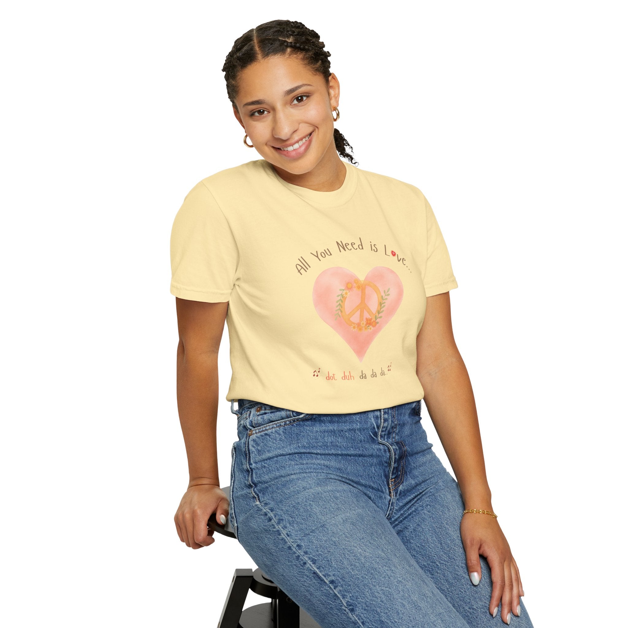 Peace and Love — Watercolor All You Need Is Love Tee — For Her