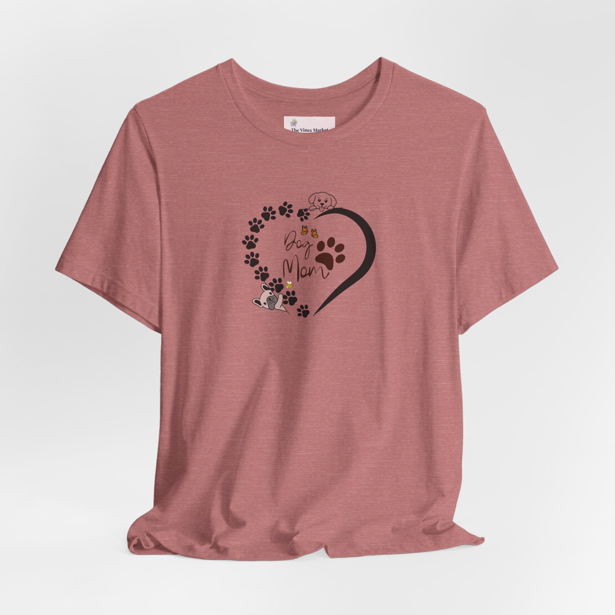 Dog Mom | Heart Paw Print T-Shirt – Cute Dog Lover Gift Adult Female