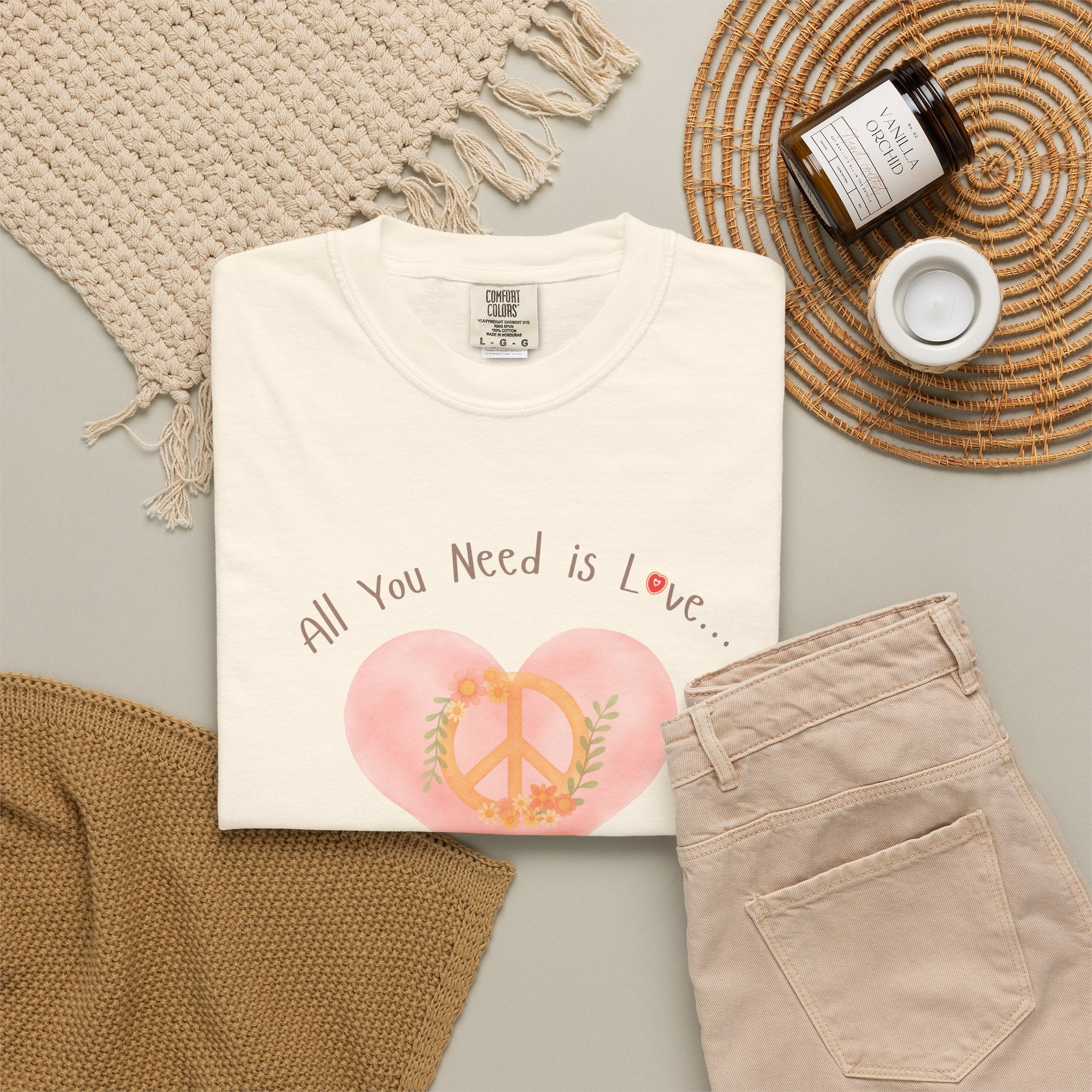 Peace and Love — Watercolor All You Need Is Love Tee — For Her