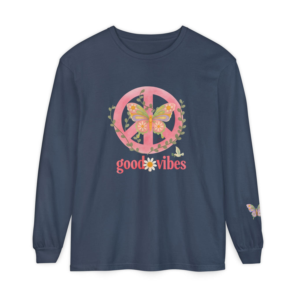 Peace and Love Soft Long Sleeve Good Vibes T-Shirt -- for Her