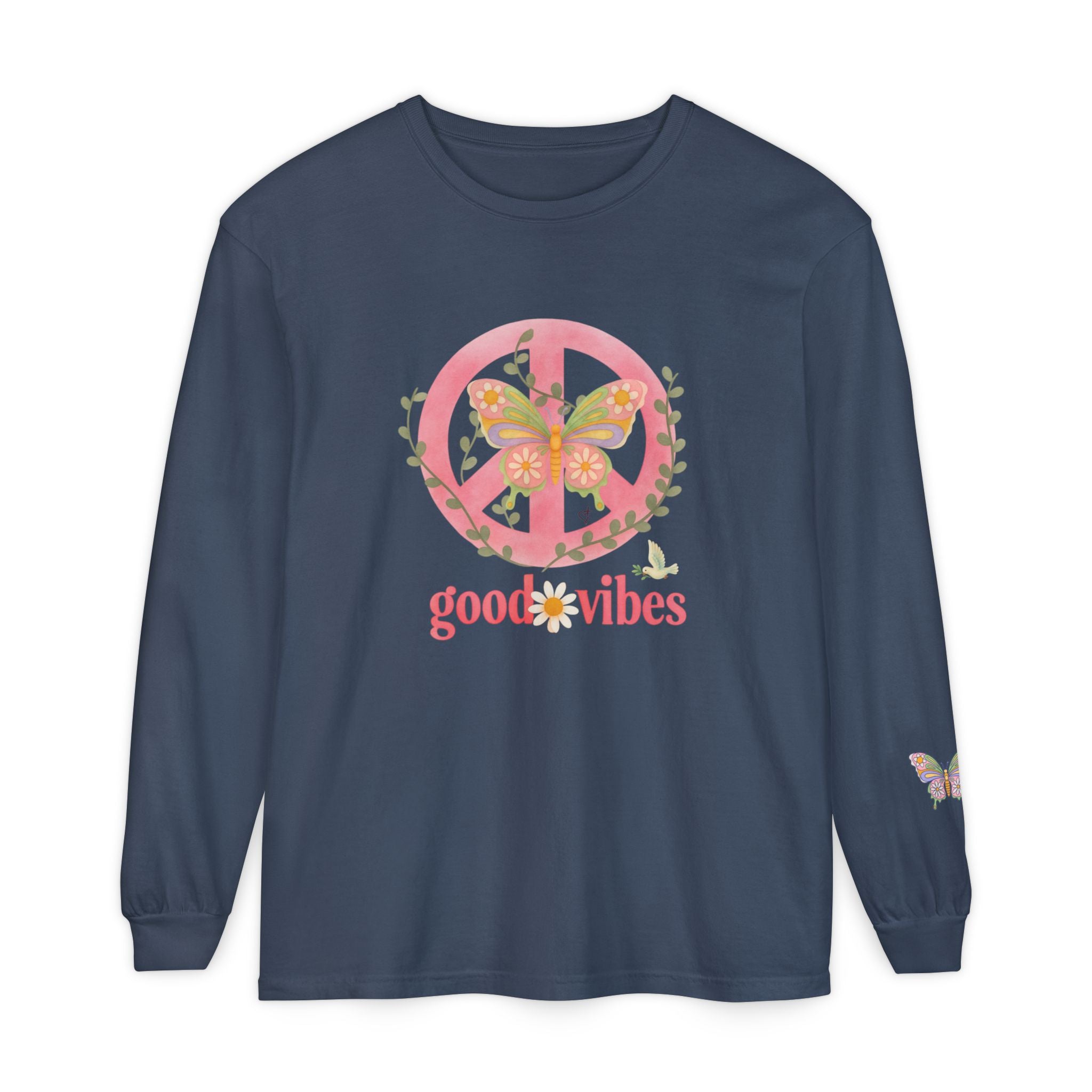 Peace and Love Soft Long Sleeve Good Vibes T-Shirt -- for Her