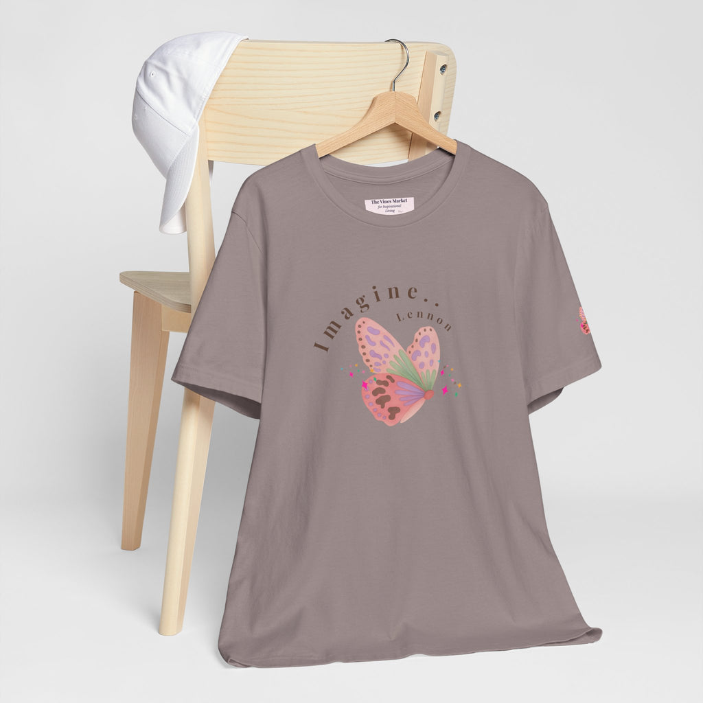 Peace and Love Imagine Tee | John Lennon 70's Butterfly Graphic T-Shirt
