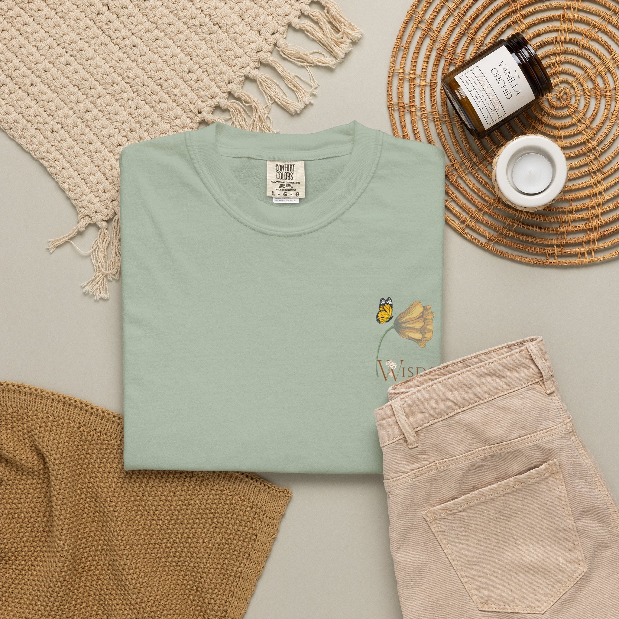 Whispers Collection™ | “Wisdom” Comfort Colors® Garment-Dyed Tee | Inspirational Botanical Shirt | Literary Minimalist Graphic Tee Women Adult
