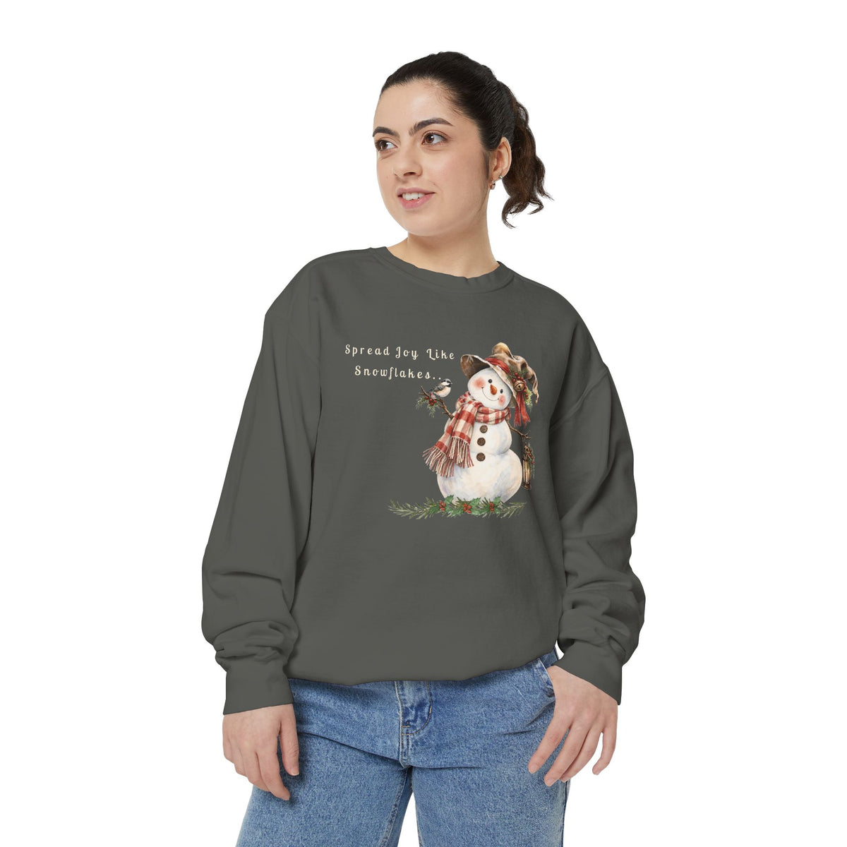 Spread Joy Like Snowflakes | Comfort Colors Snowman Sweatshirt