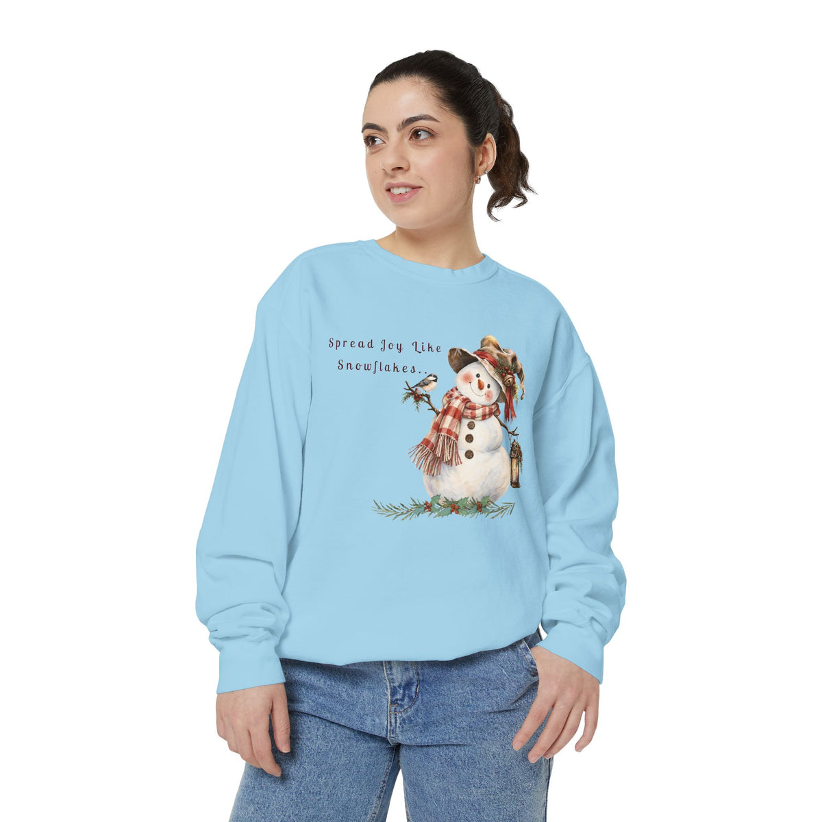 Spread Joy Like Snowflakes | Comfort Colors Snowman Sweatshirt