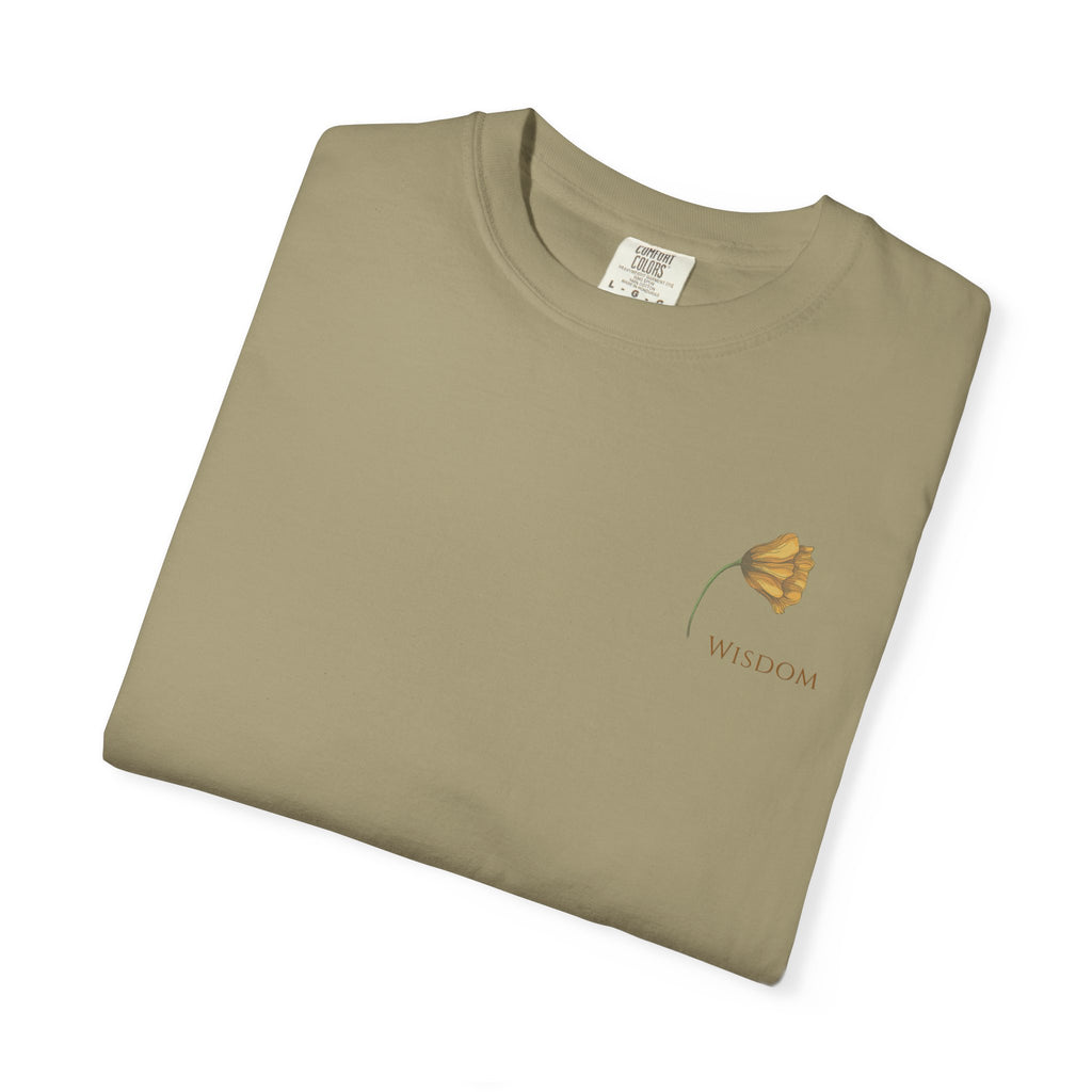 Whispers Collection™ | “Wisdom” Comfort Colors® Garment-Dyed Tee | Inspirational Botanical Shirt | Literary Minimalist Graphic Tee Women Adult