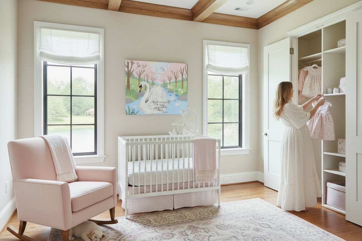 Matte Canvas, Stretched, "Under His Wings you will find Refuge"  Psalm 91:4 Baby Girl