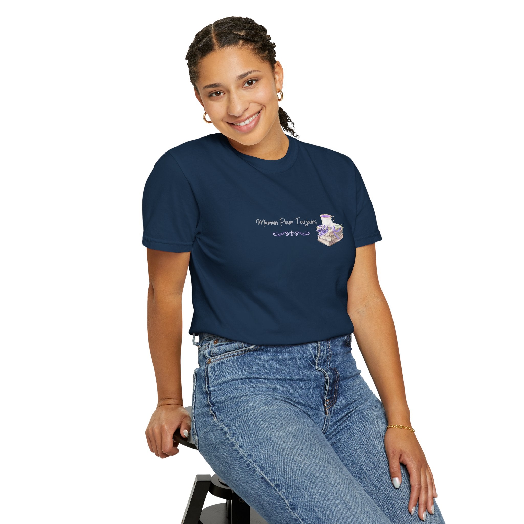 Maman Pour Toujours | French Mom Forever Books & Coffee T-Shirt – Adult Female Mother's Day Gift