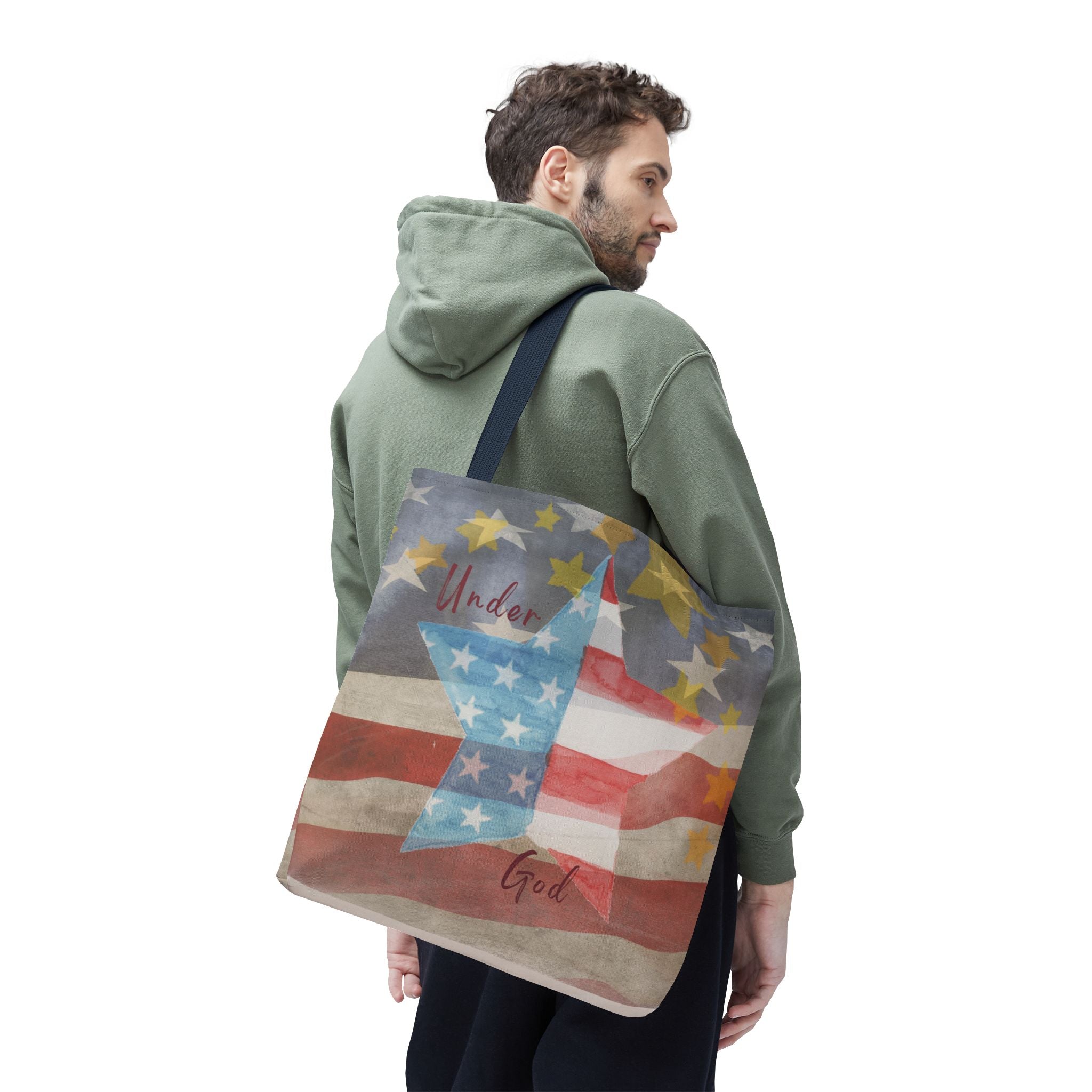 Under God | Watercolor Stars and Stripes Tote Bag 3 Sizes