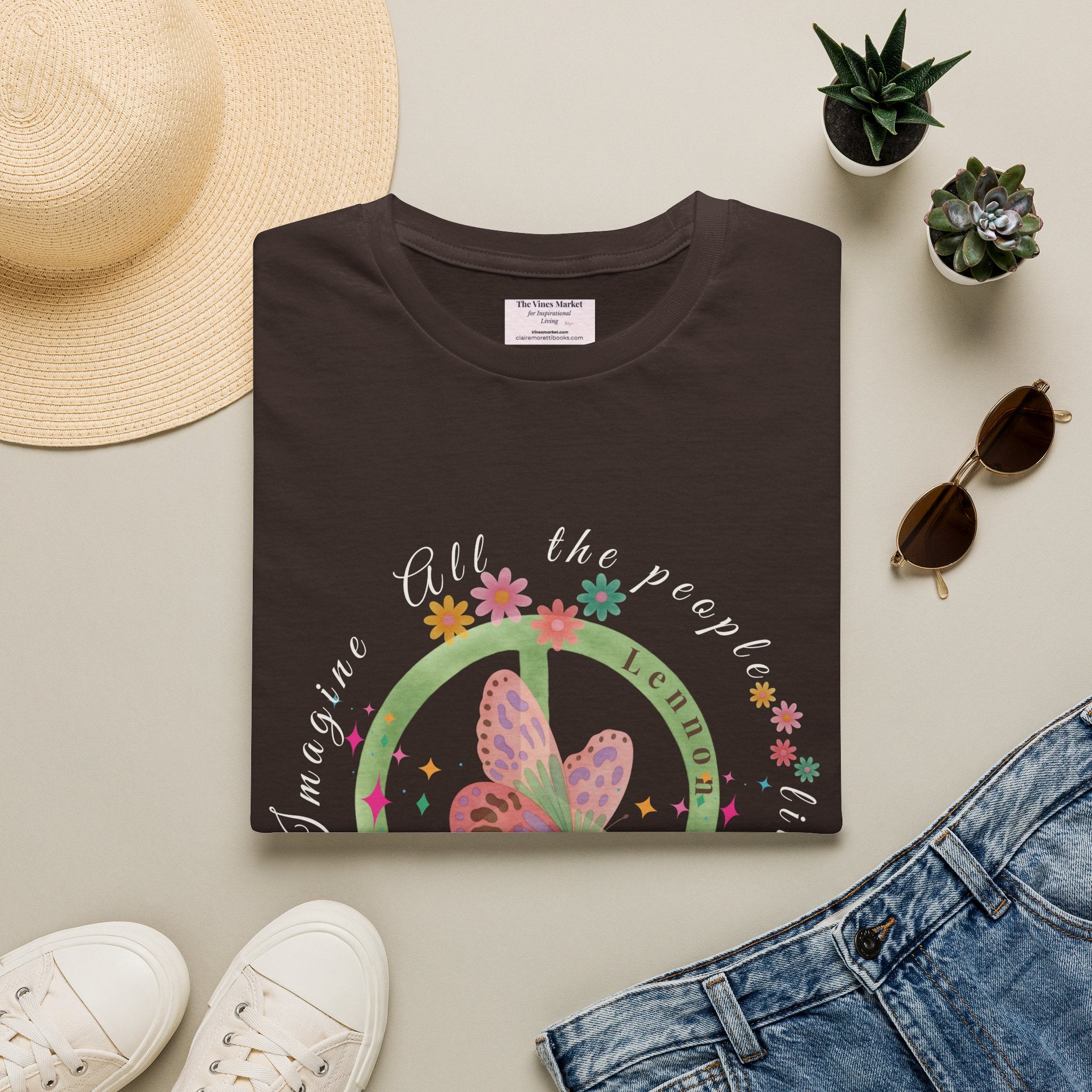 Peace and Love:  Imagine All The People Ultra Soft 100% Cotton Tee for Her