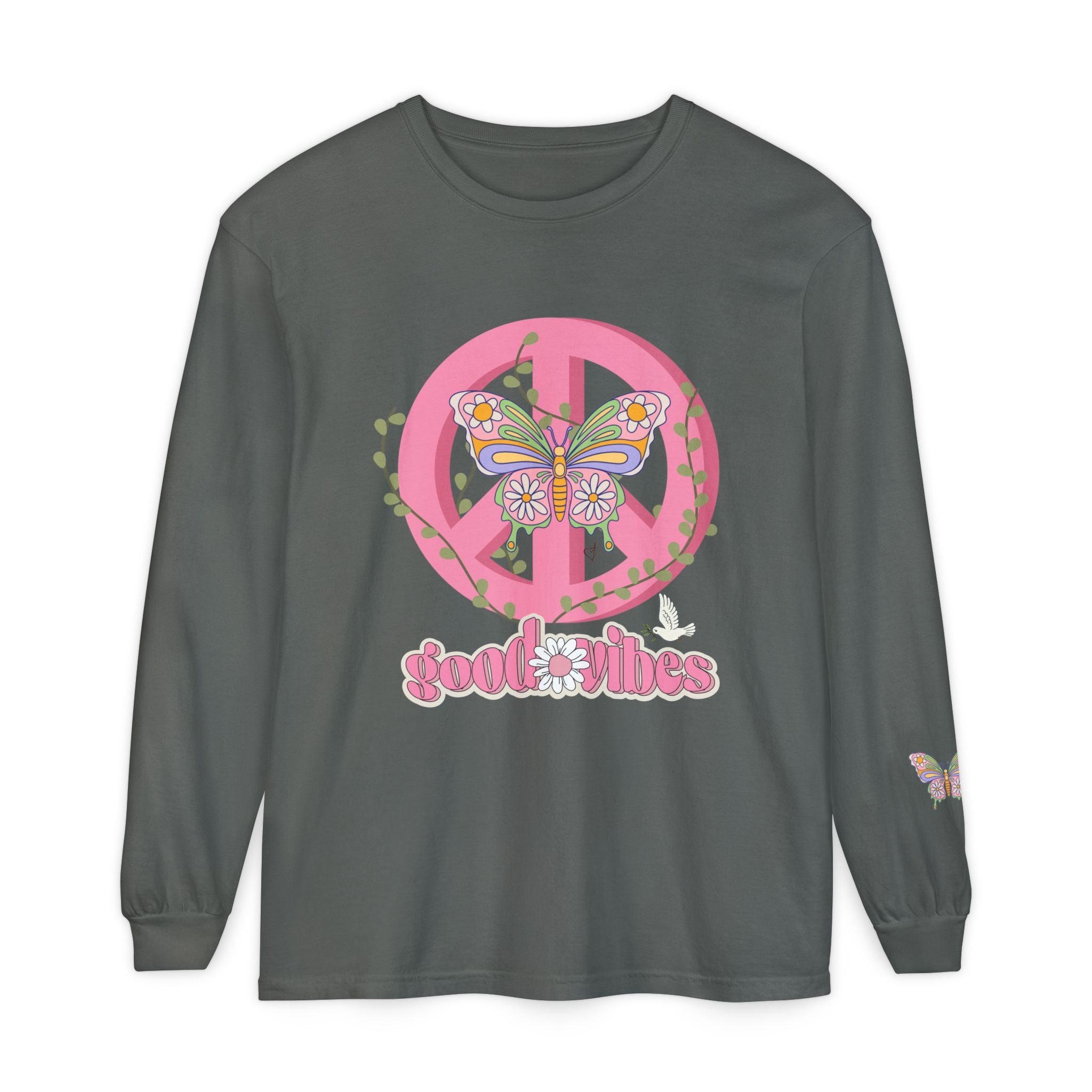 Peace and Love Soft Long Sleeve Good Vibes T-Shirt -- for Her