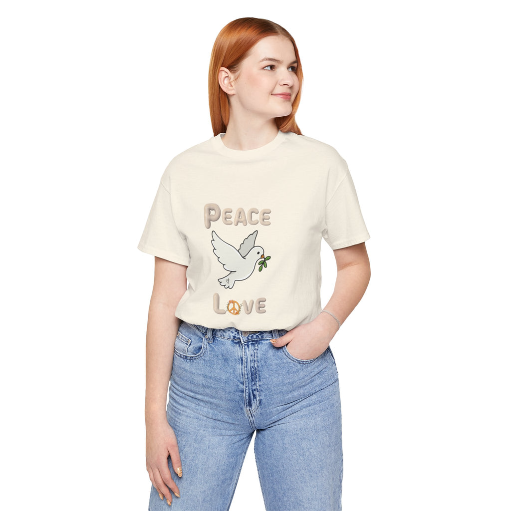 Adult Female Relaxed Comfort Tee:  Peace and Love