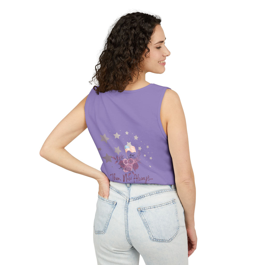 Then, Now and Always | Watercolor Flag & Roses Women's Tank Top