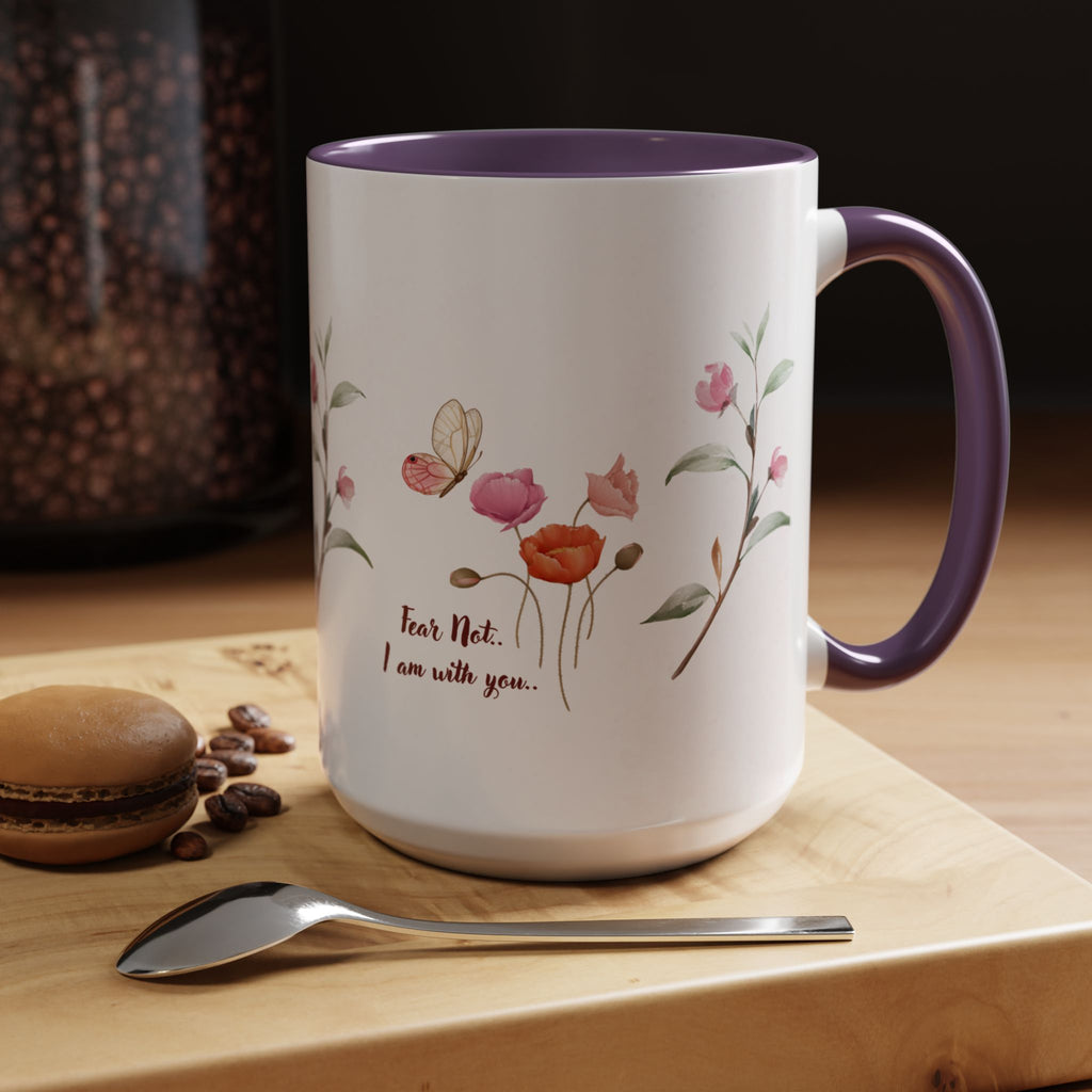 "Fear Not I am With You" Poppies Coffee Mug - Morning Grace in Every Sip (11, 15oz)
