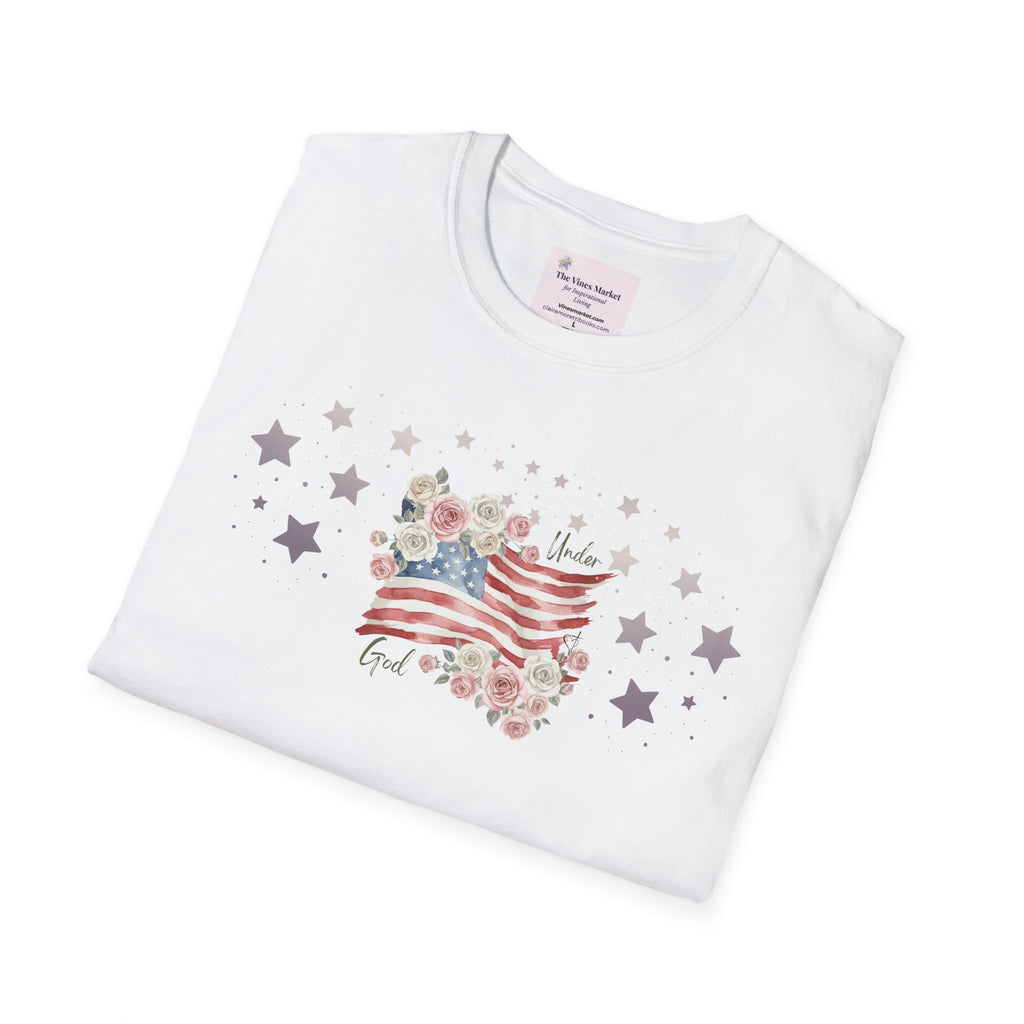 Under God | Watercolor Flag & Roses Women’s Tee