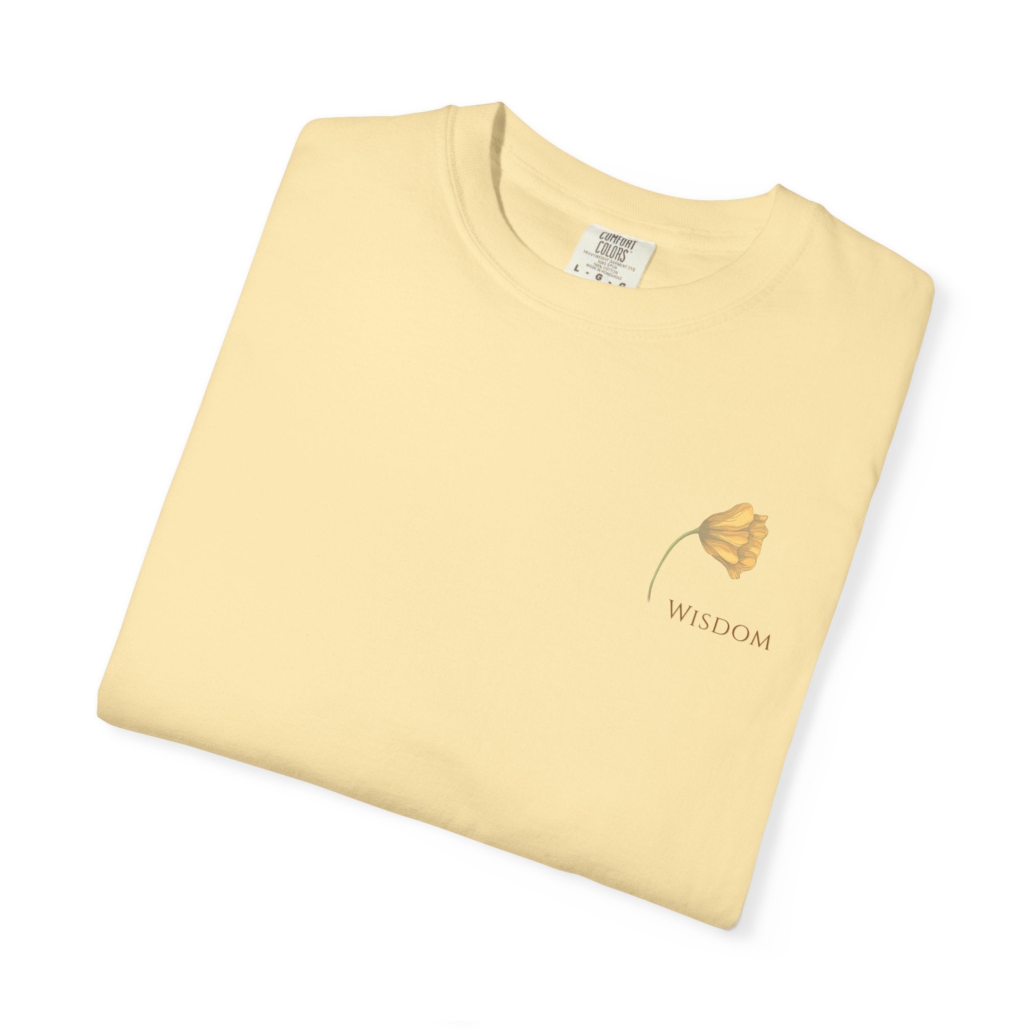 Whispers Collection™ | “Wisdom” Comfort Colors® Garment-Dyed Tee | Inspirational Botanical Shirt | Literary Minimalist Graphic Tee Women Adult