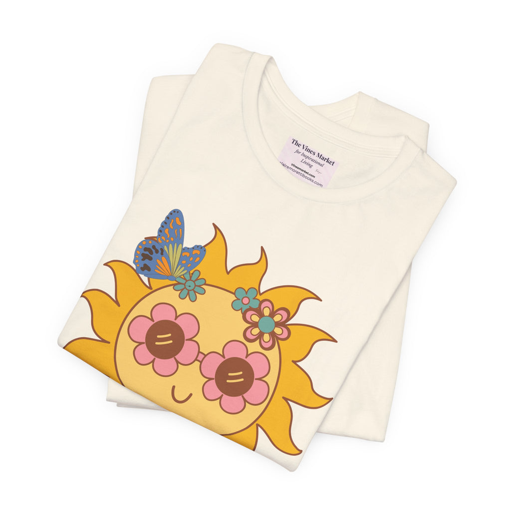 Groovy Sunflower Tee — 70s Retro Sun Graphic T-Shirt
