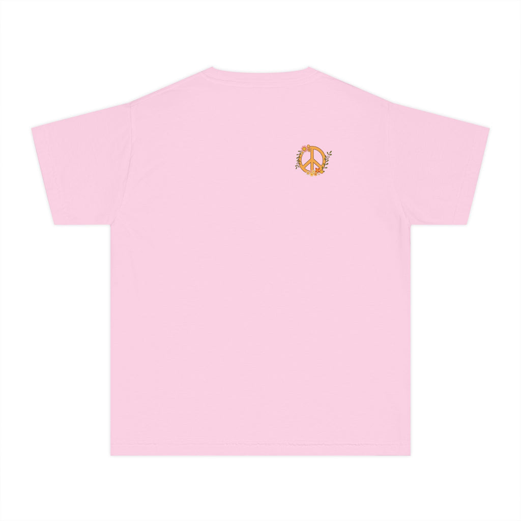 Unisex Youth Cotton Retro Tee:  Peace and Love