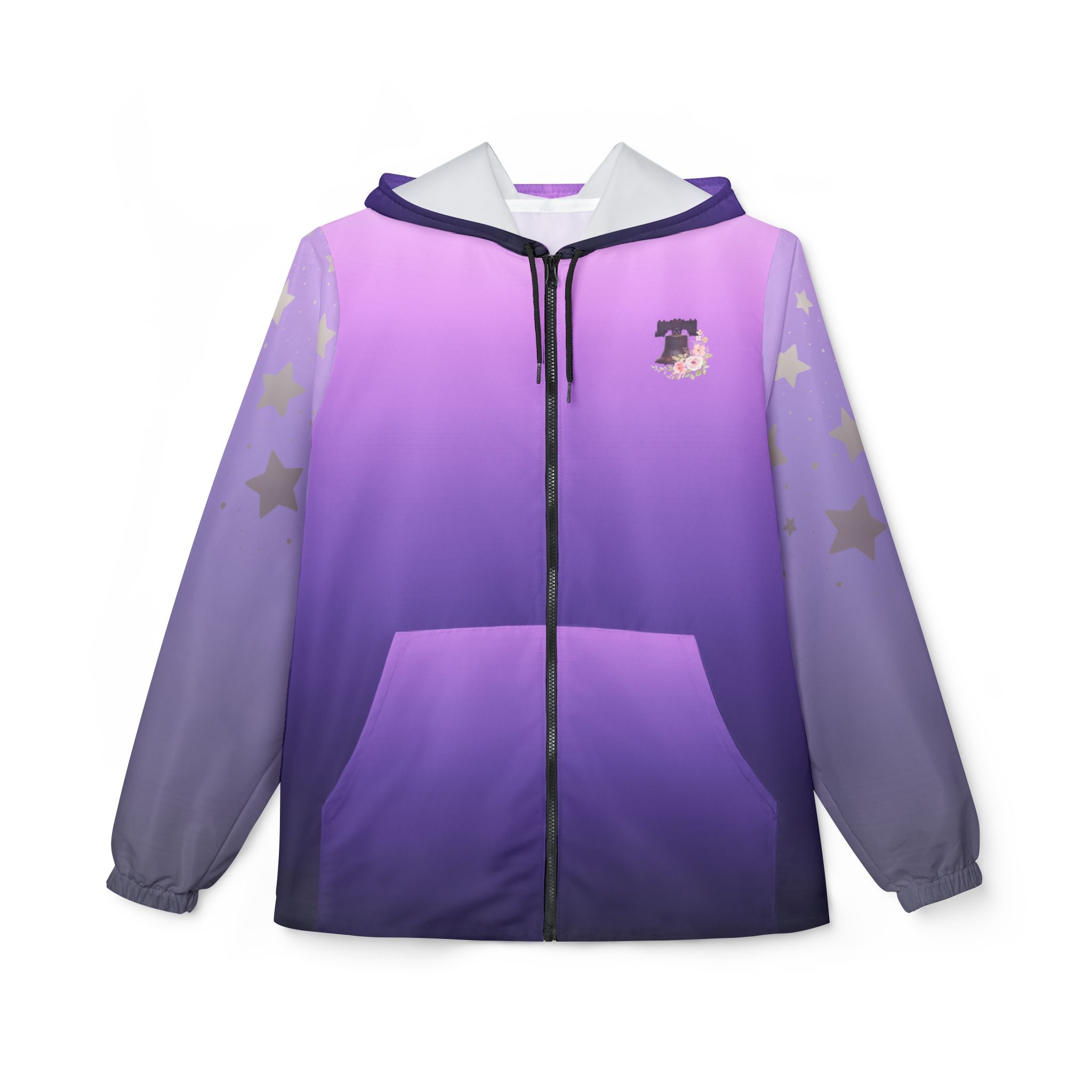 Under God | Watercolor Roses & Flag Windbreaker Jacket - Purple Adult Female