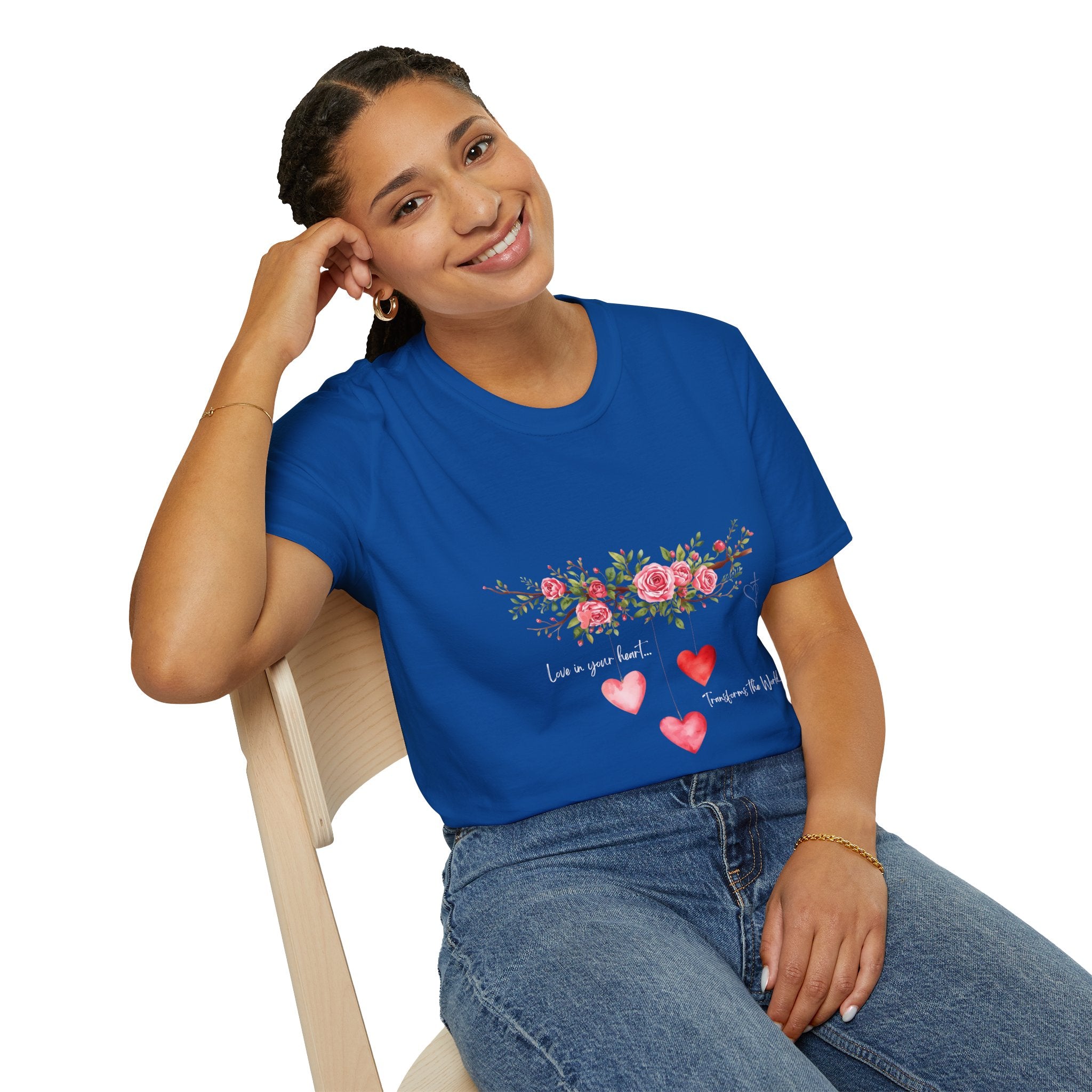 Love in Your Heart Transforms the World Tee – Women's Floral Heart Crewneck