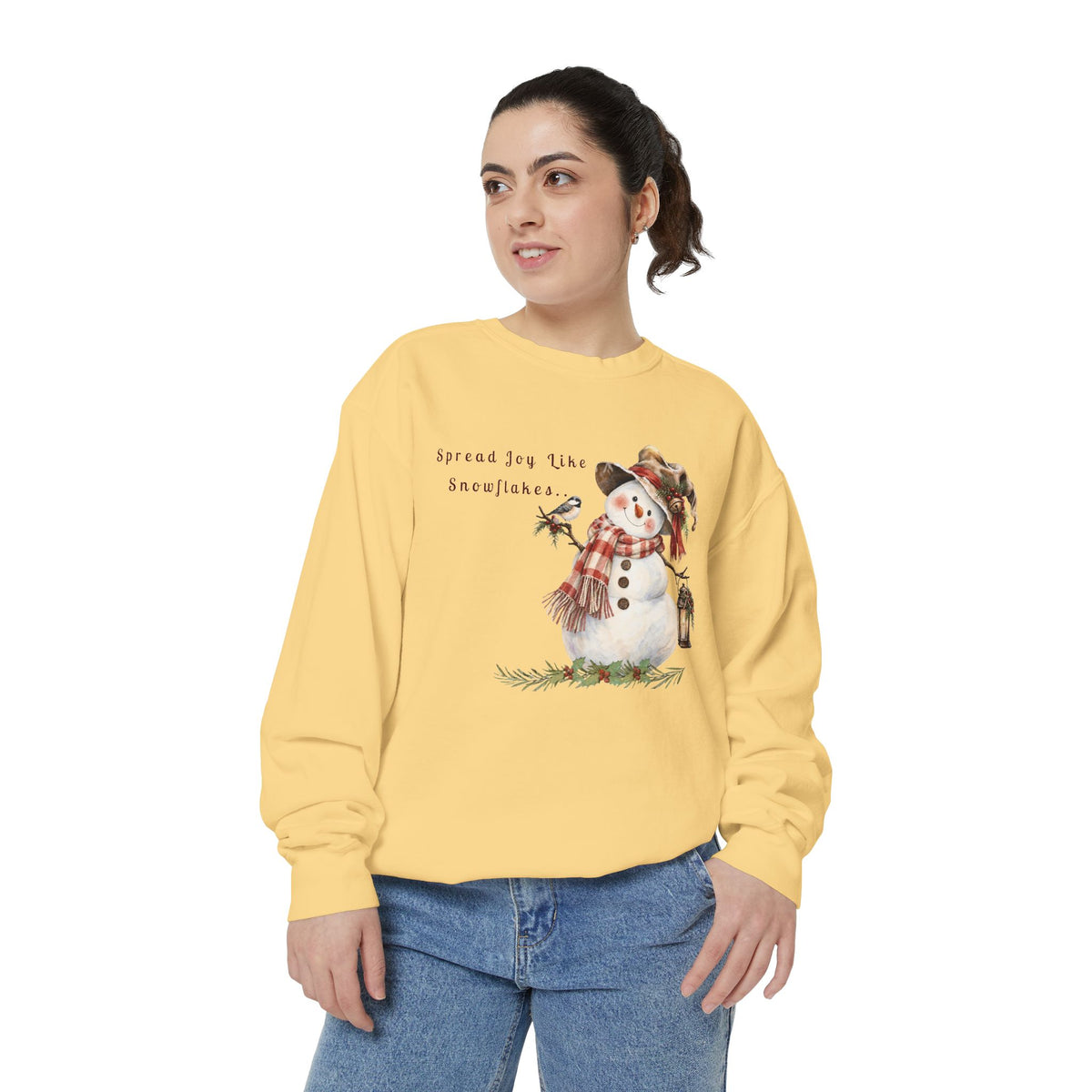 Spread Joy Like Snowflakes | Comfort Colors Snowman Sweatshirt