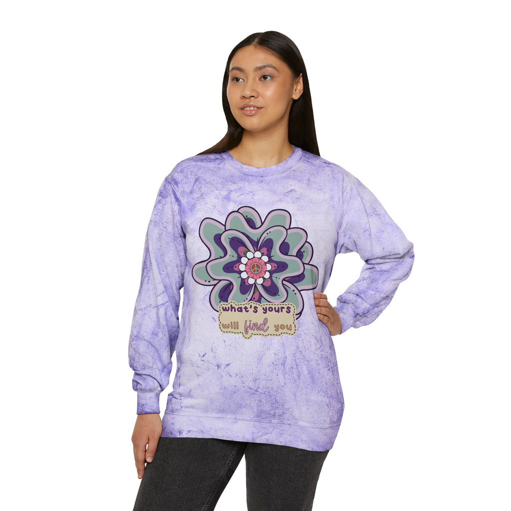 Tie-Dye Flower Crewneck Sweatshirt - Inspiring Her 70's Peace and Love