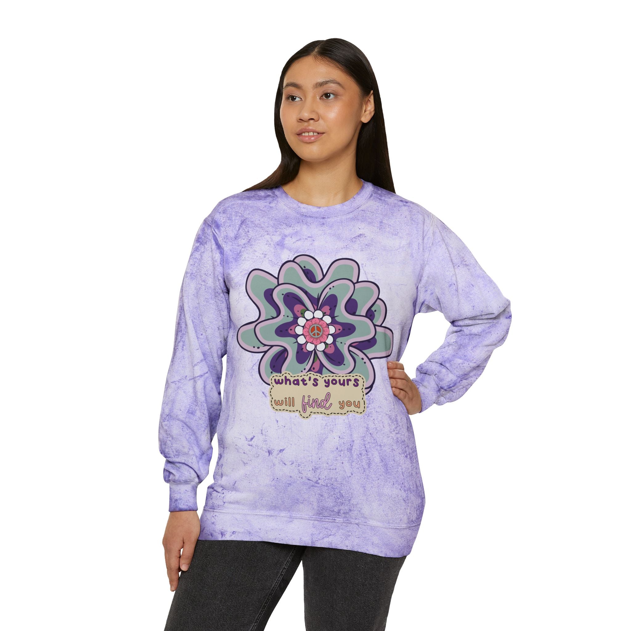 Tie-Dye Flower Crewneck Sweatshirt - Inspiring Her 70's Peace and Love