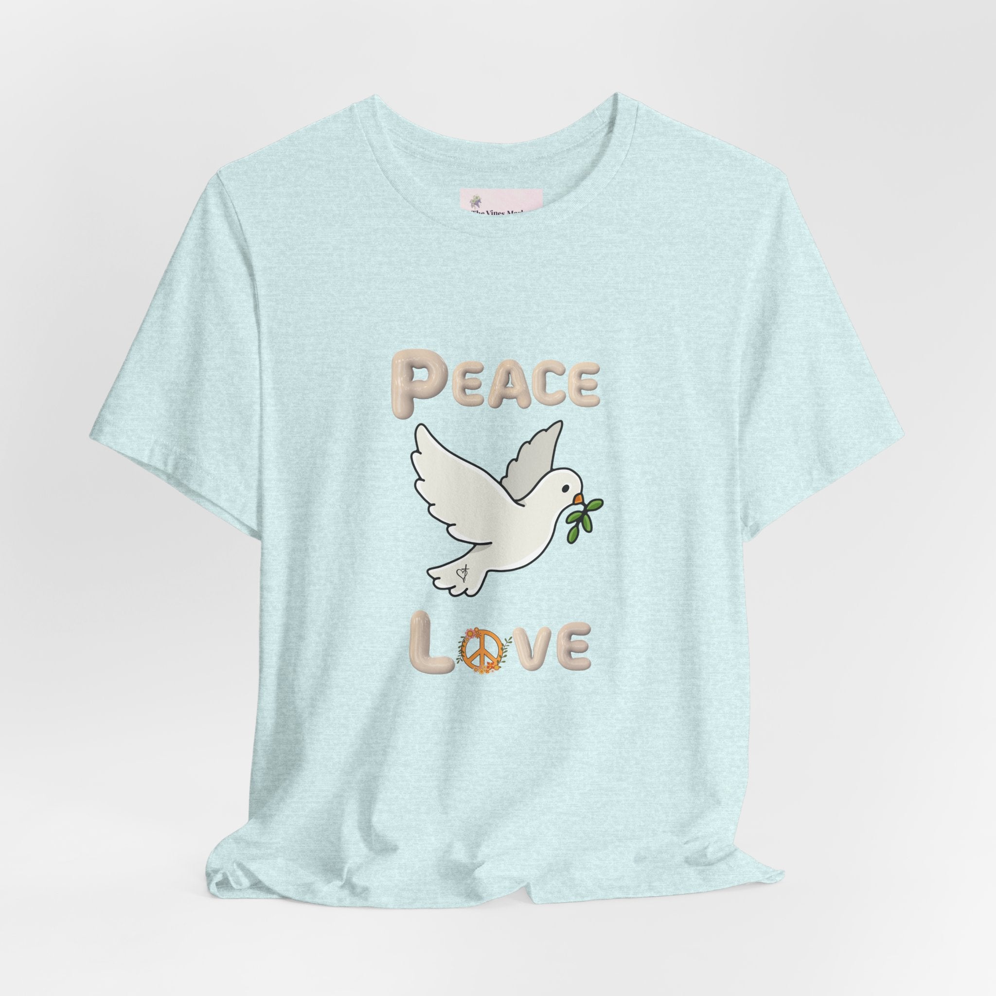 Adult Female Relaxed Comfort Tee:  Peace and Love