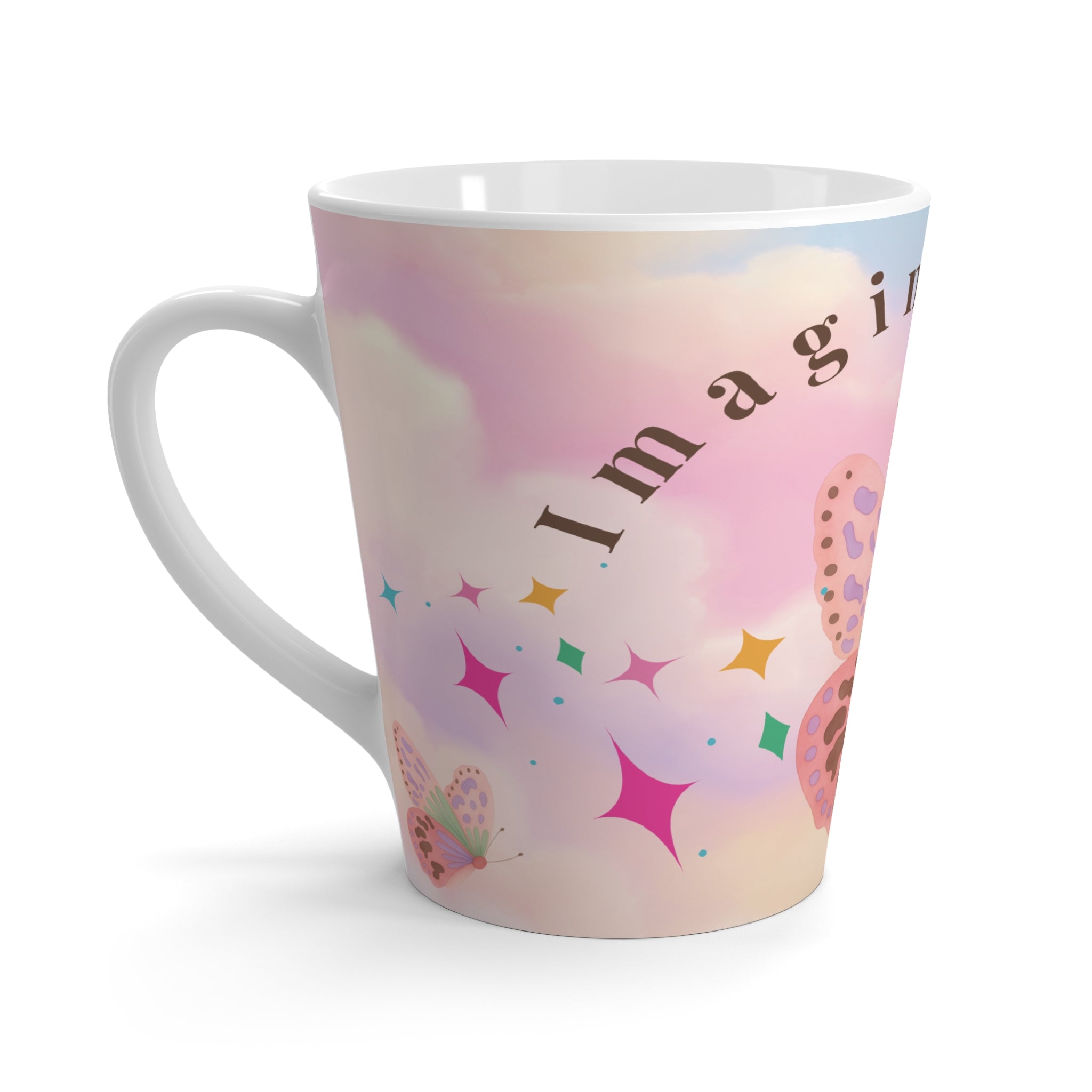 Peace & Love Latte Mug — Imagine... Lennon Boho Butterfly Dream (12oz)