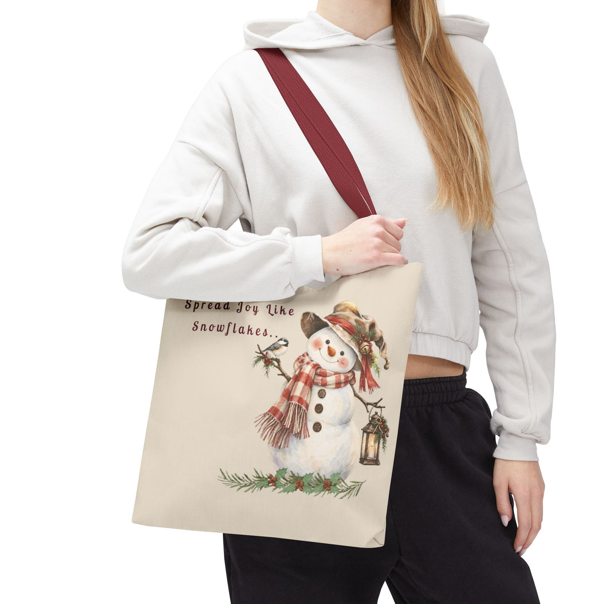 Spread Joy Like Snowflakes | Snowman Tote Bag