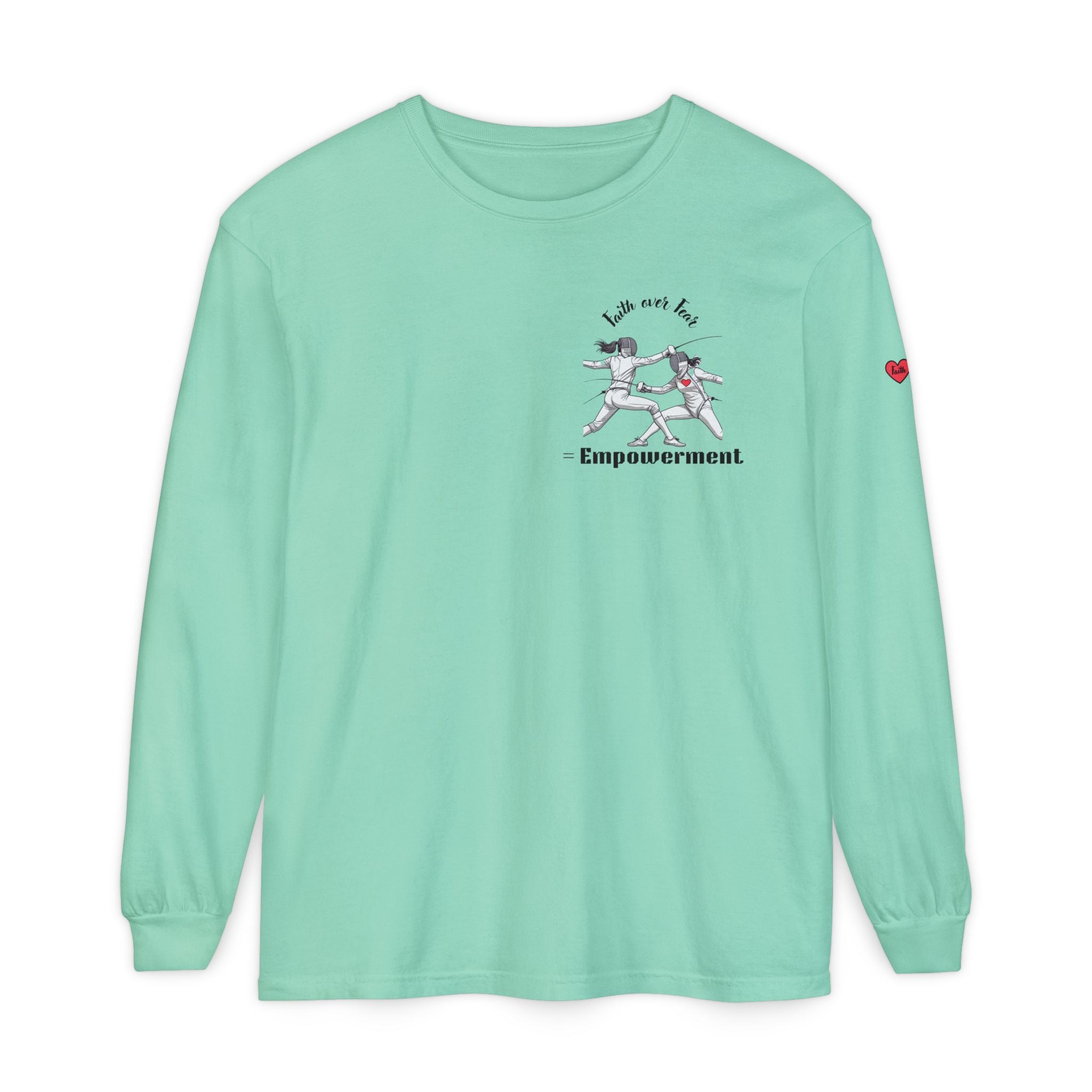 Faith Over Fear – Empowerment Long Sleeve Fencing Tee for Women & Girls