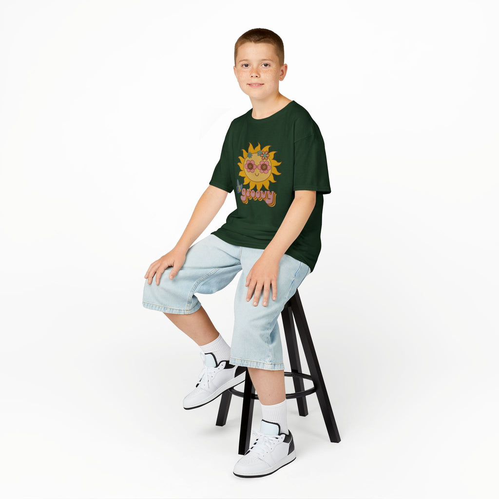Peace and Love Groovy Sun Kids Tee — Retro 70s Graphic T-Shirt for Boys & Girls