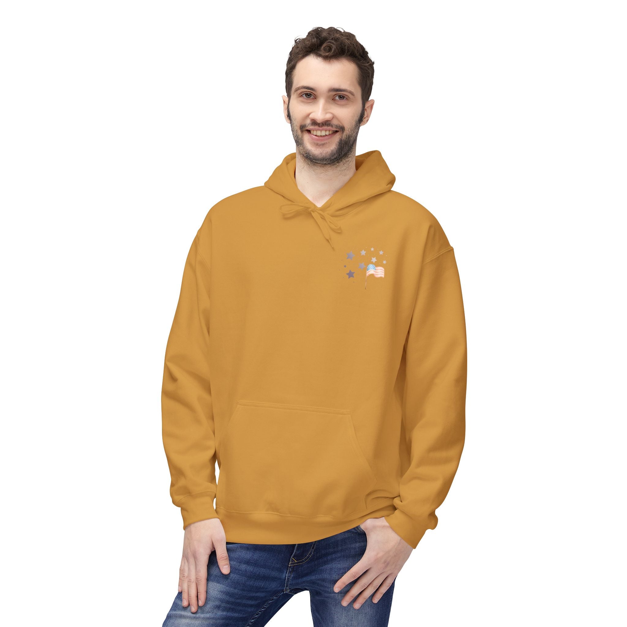 One Nation Under God | Patriotic Soldiers Zipped Hoodie: Men's Midweight Softstyle Fleece Hoodie