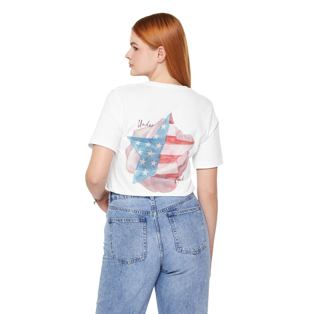 Under God | Soft Watercolor Star & Rose Women's Relaxed Tee