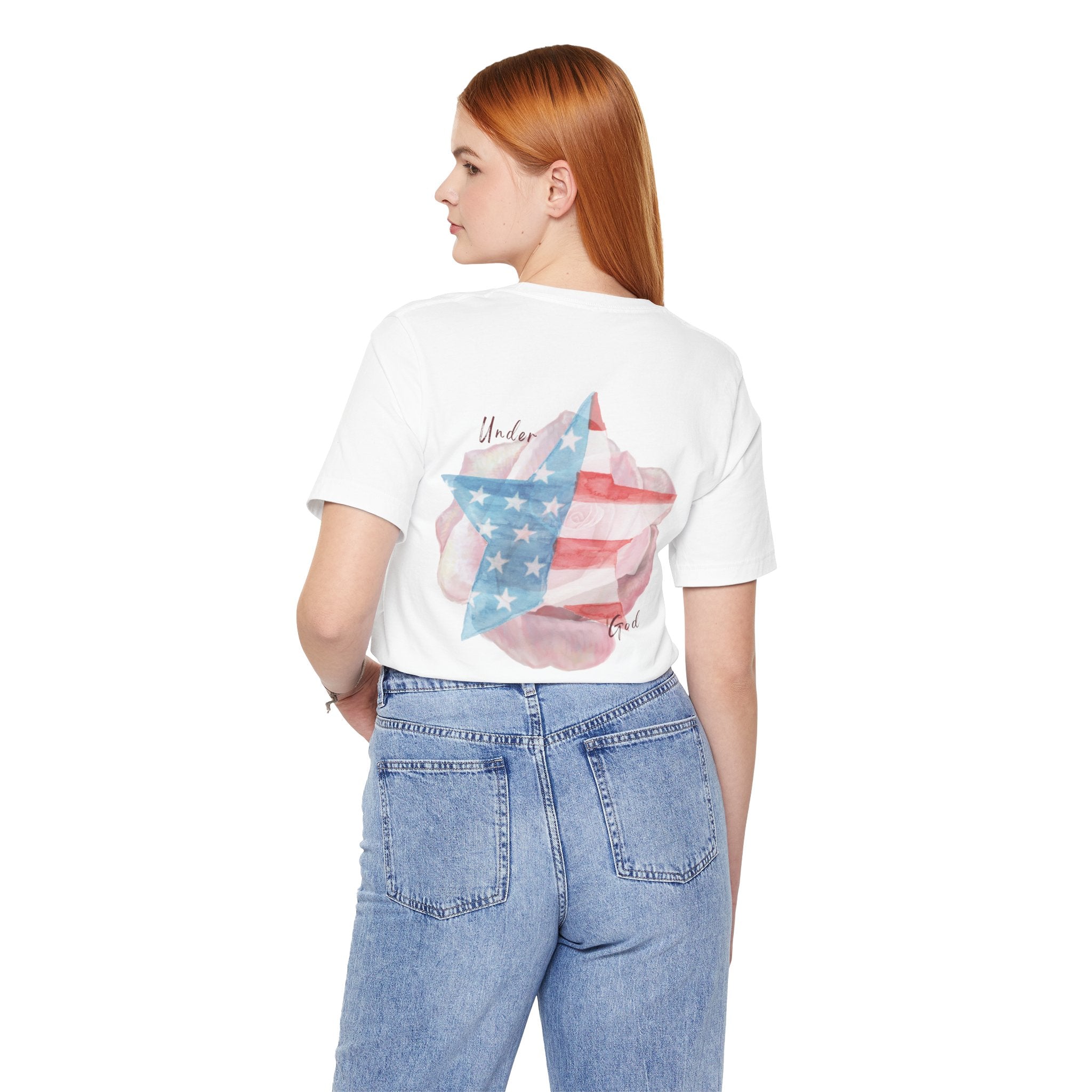Under God | Soft Watercolor Star & Rose Women's Relaxed Tee