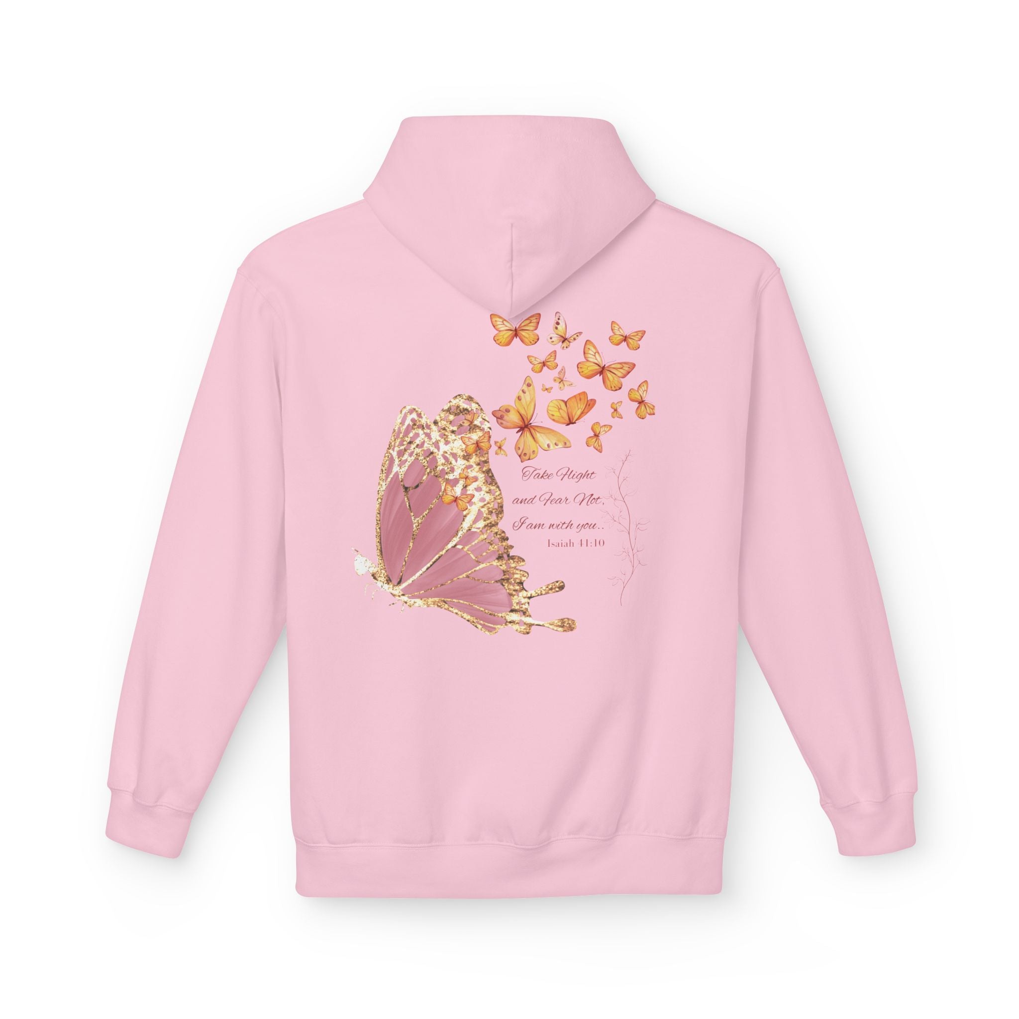 Adult Female Lightweight Soft Fleece Style Hoodie With Pockets:  "I am With You"  (Isaiah 41:10)