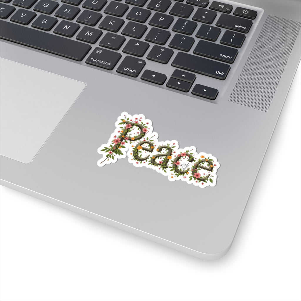 Peace Floral Sticker — Kiss-Cut Decorative Laptop & Water Bottle Decal