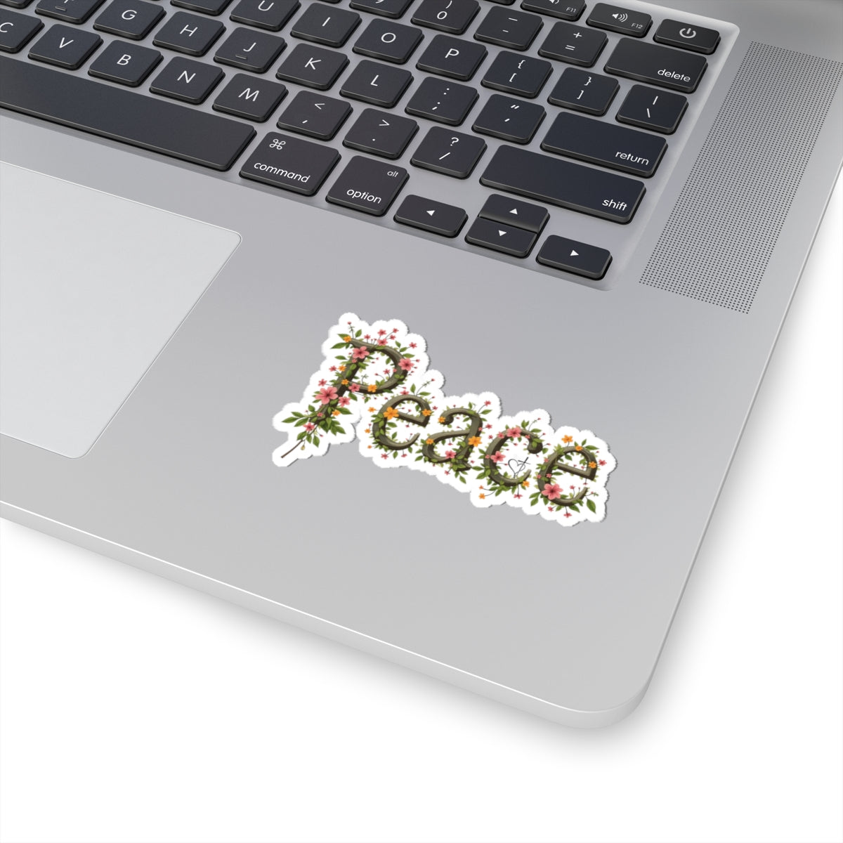 Peace Floral Sticker — Kiss-Cut Decorative Laptop & Water Bottle Decal