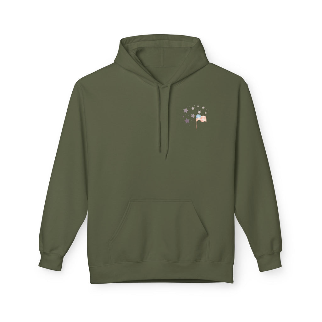 One Nation Under God | Patriotic Soldiers Zipped Hoodie: Men's Midweight Softstyle Fleece Hoodie