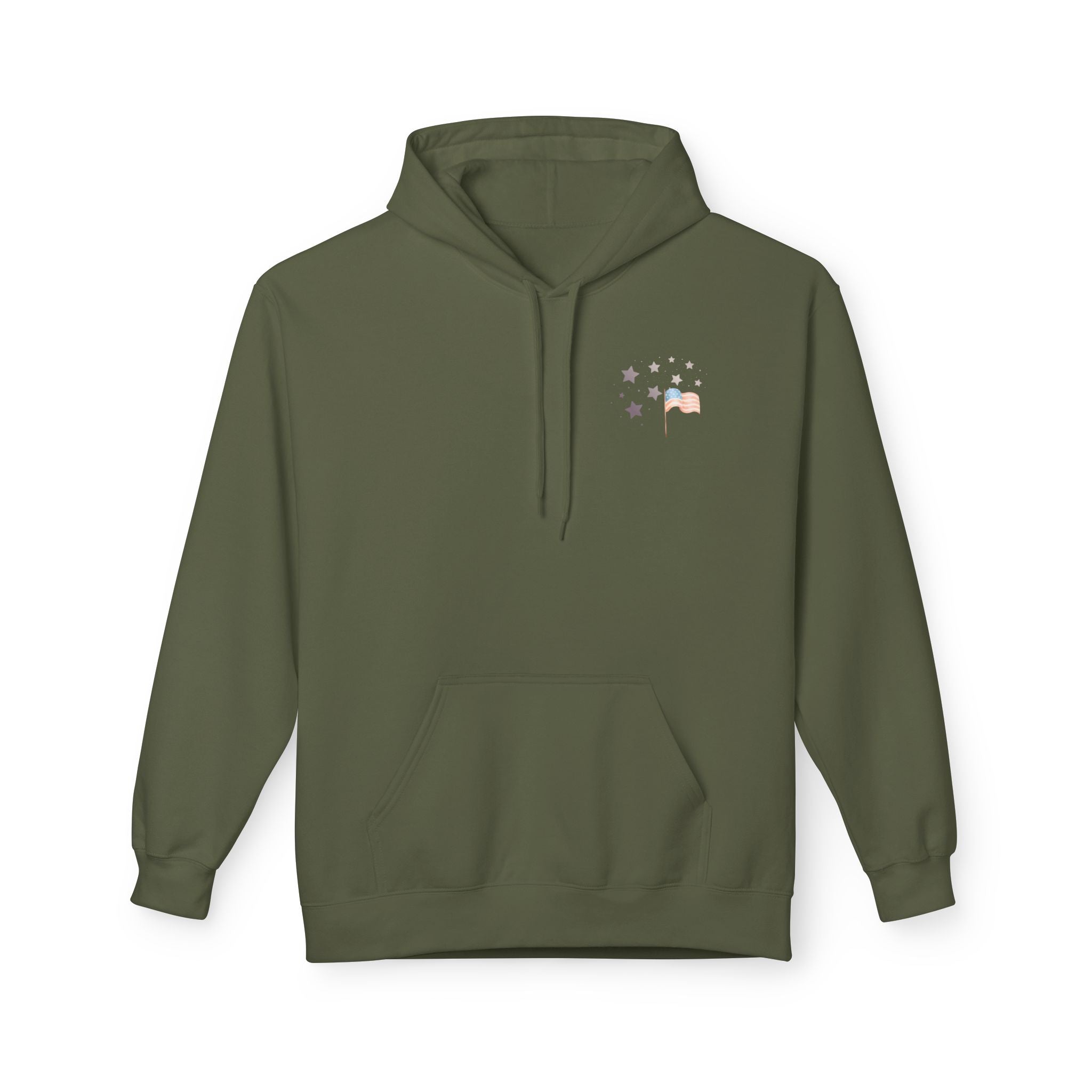 One Nation Under God | Patriotic Soldiers Zipped Hoodie: Men's Midweight Softstyle Fleece Hoodie