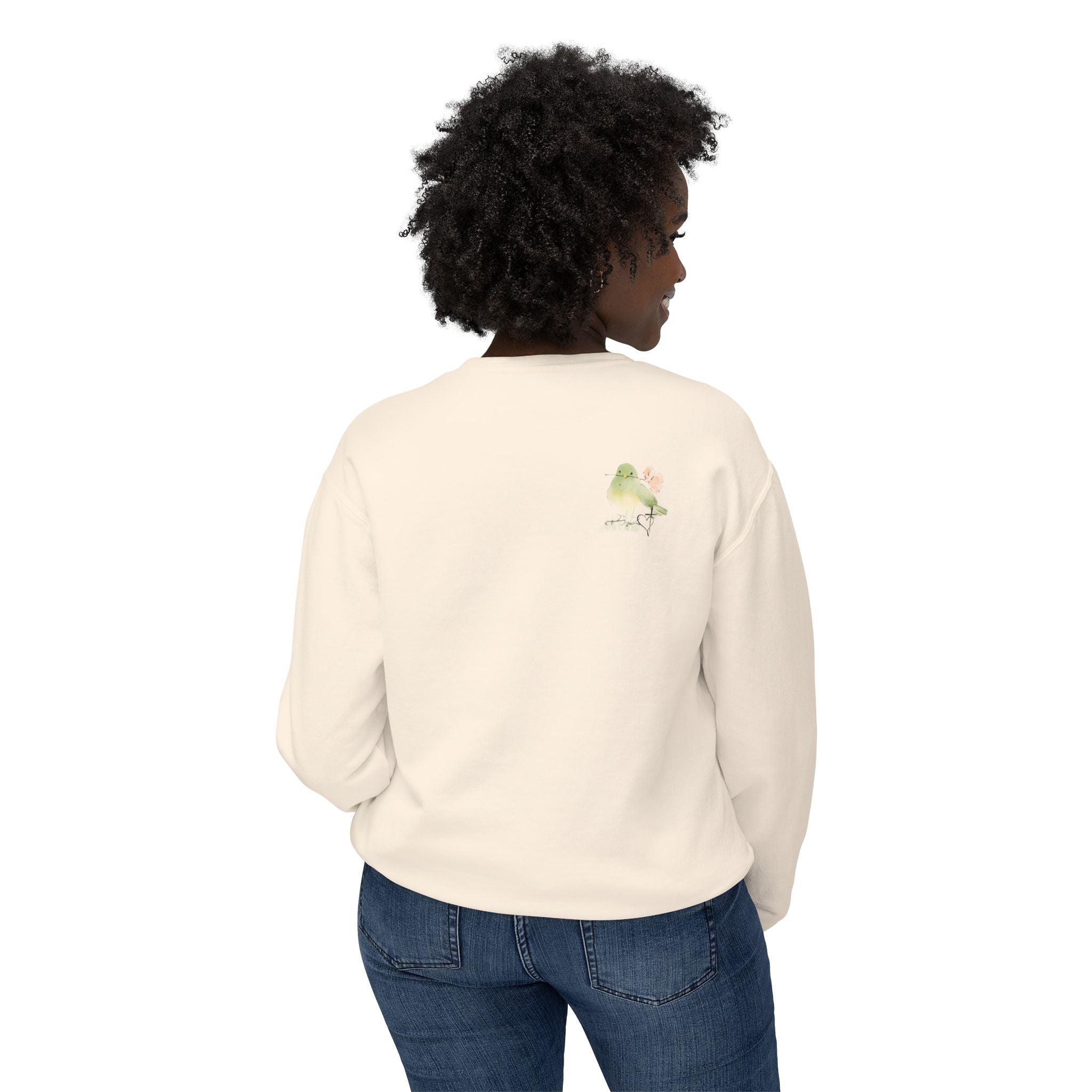 Female Adult Lightweight Crewneck Sweatshirt: Mom… Forever – Nurturing Floral